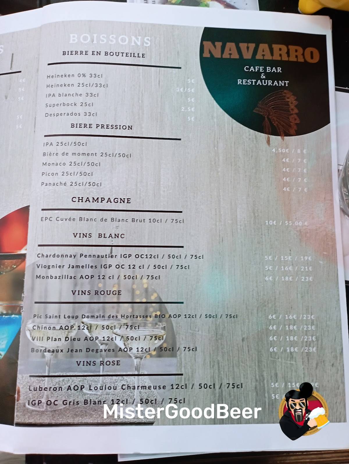 Menu de Navarro Bar Café Restaurant