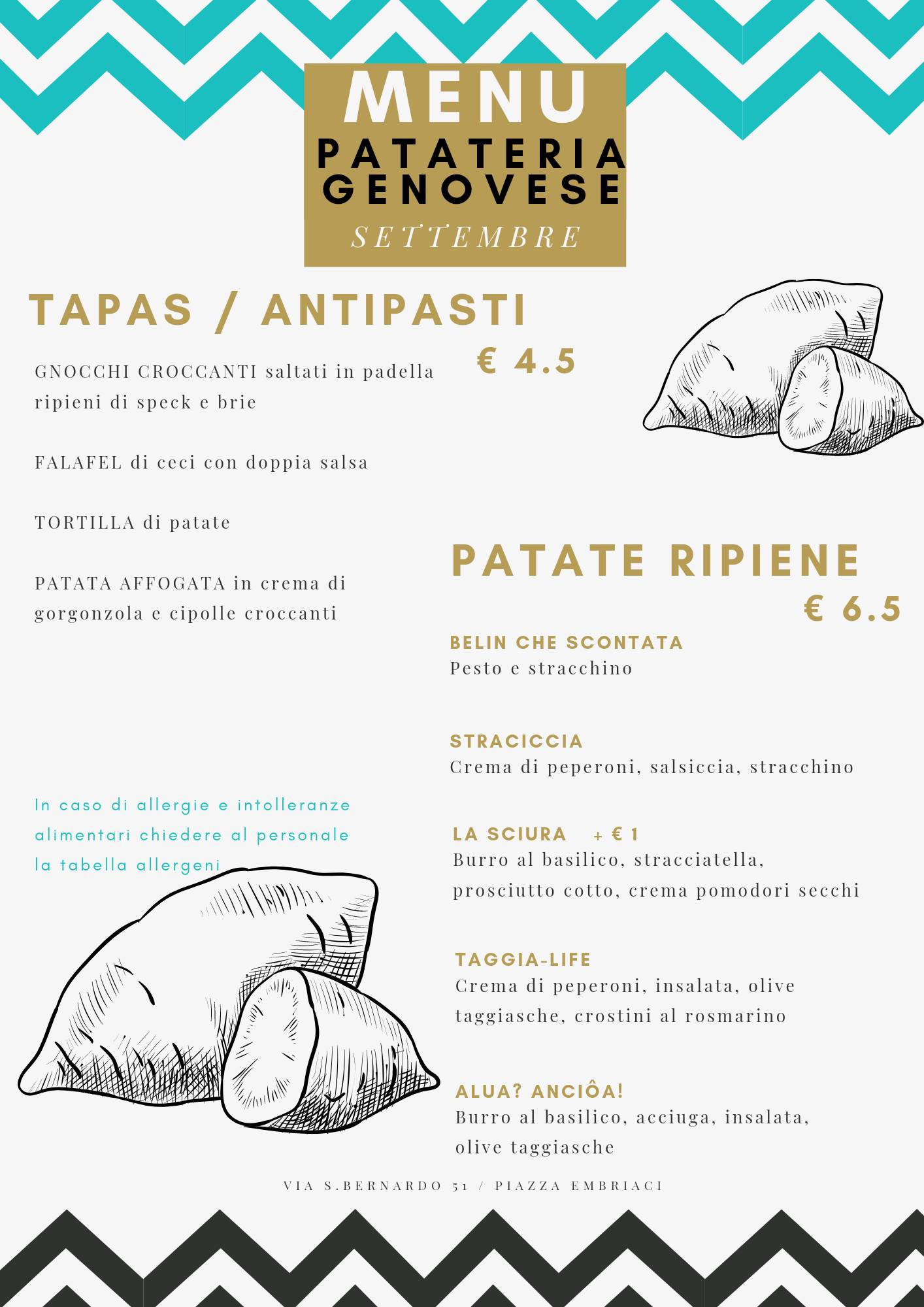 Menu di Negroneria+Patateria Genovese 