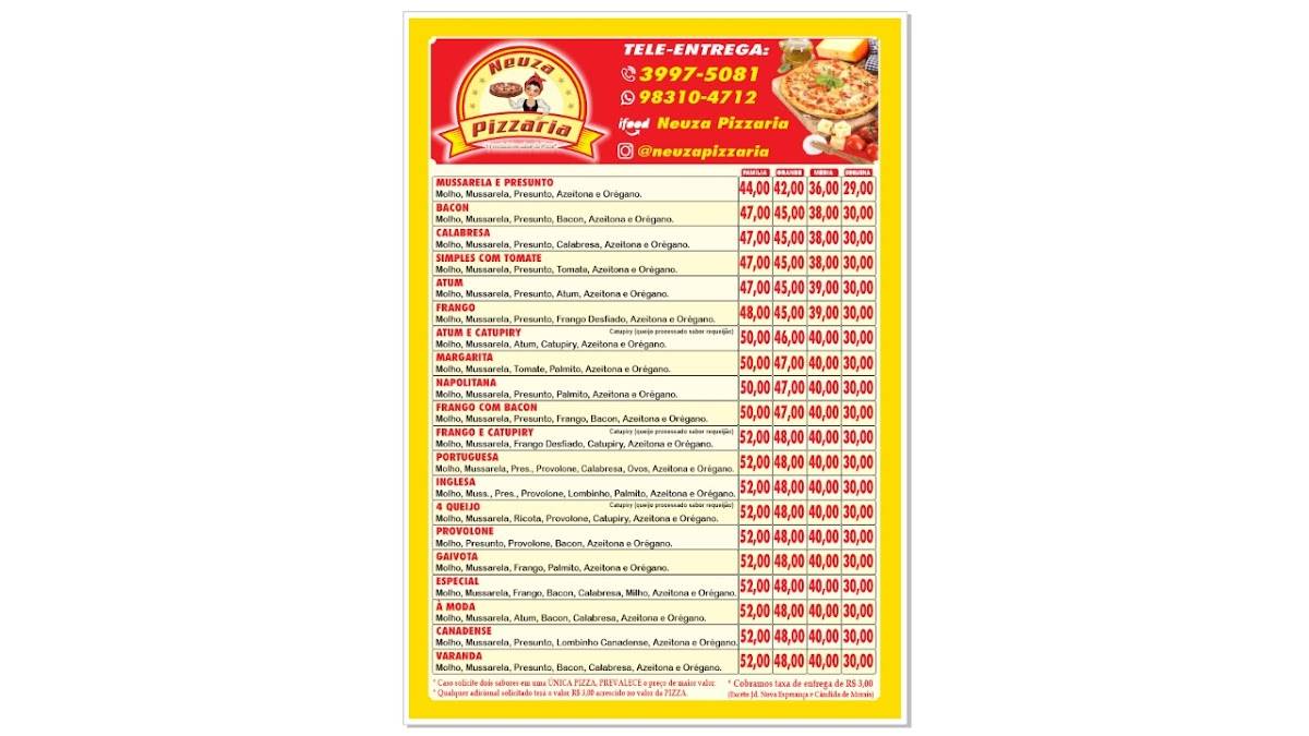 Neuza Pizzaria cardápio
