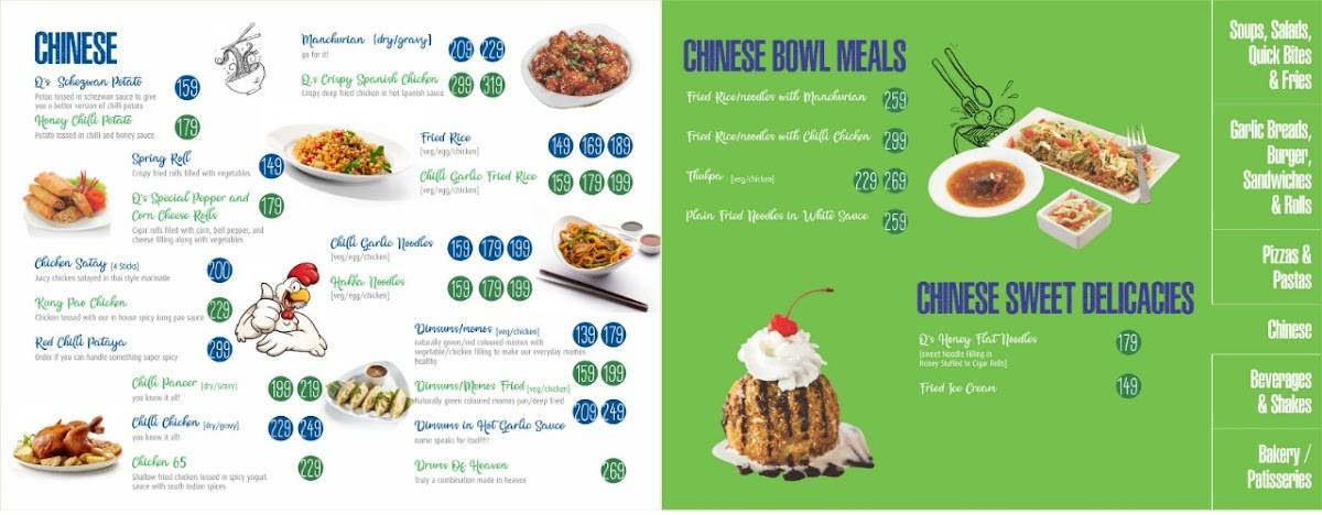 Q Bistro Café and Patisserie menu