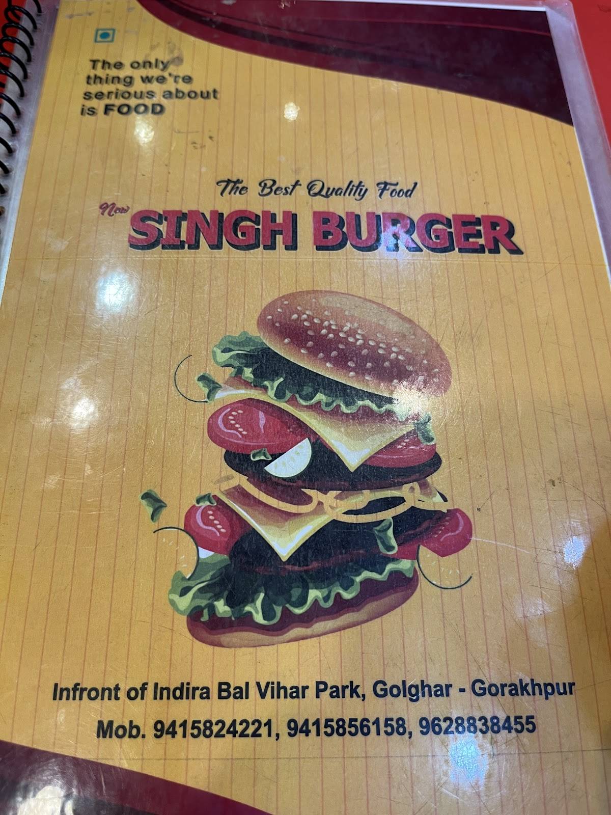 New Singh Burger menu