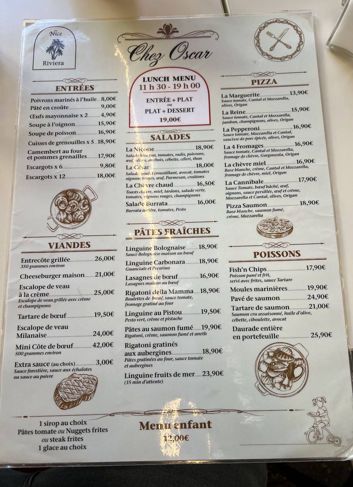 Menu de Oscar