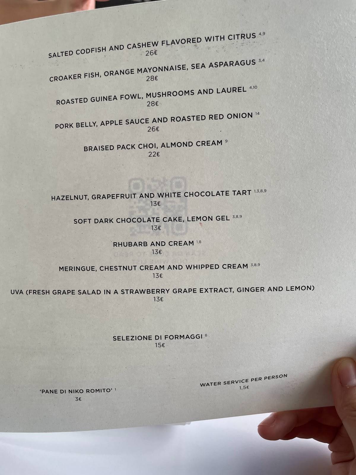 Menu di Spazio Niko Romito Ristorante 