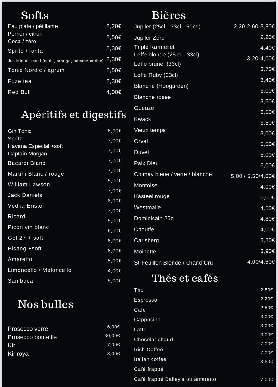 Menu de No Maison