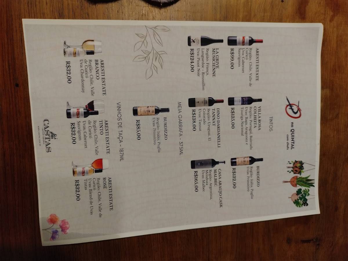 No Quintal com Chefs cardápio