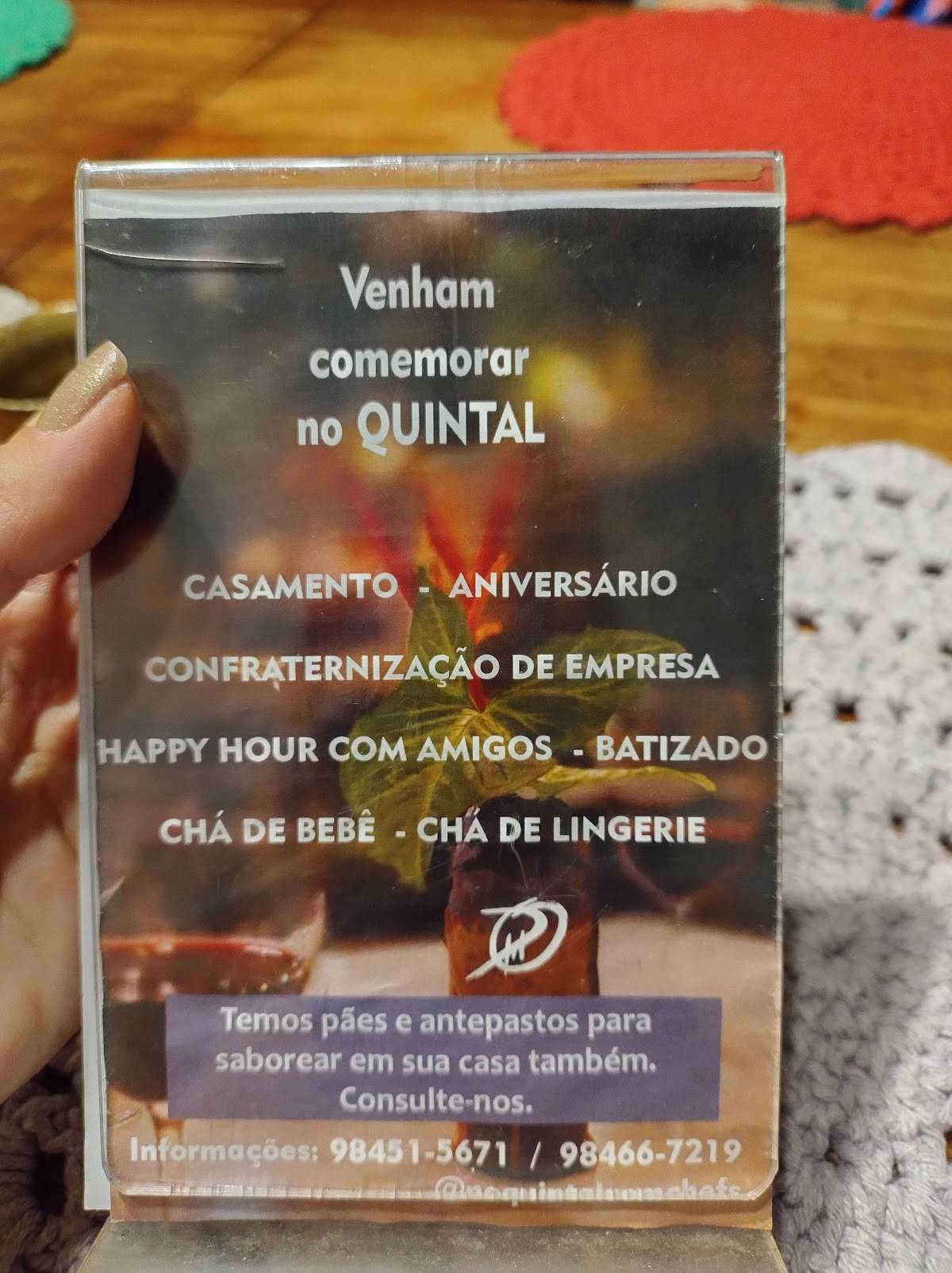 No Quintal com Chefs cardápio