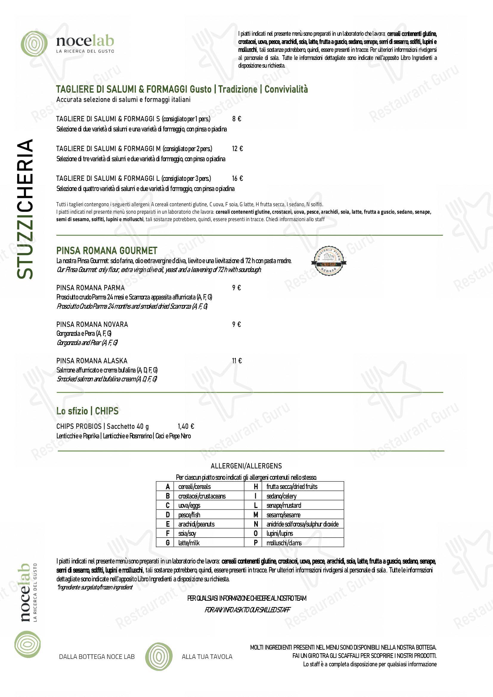 Menu di NoceLab - Menu bar