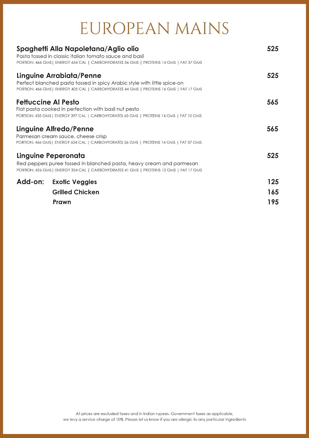 The Coach menu