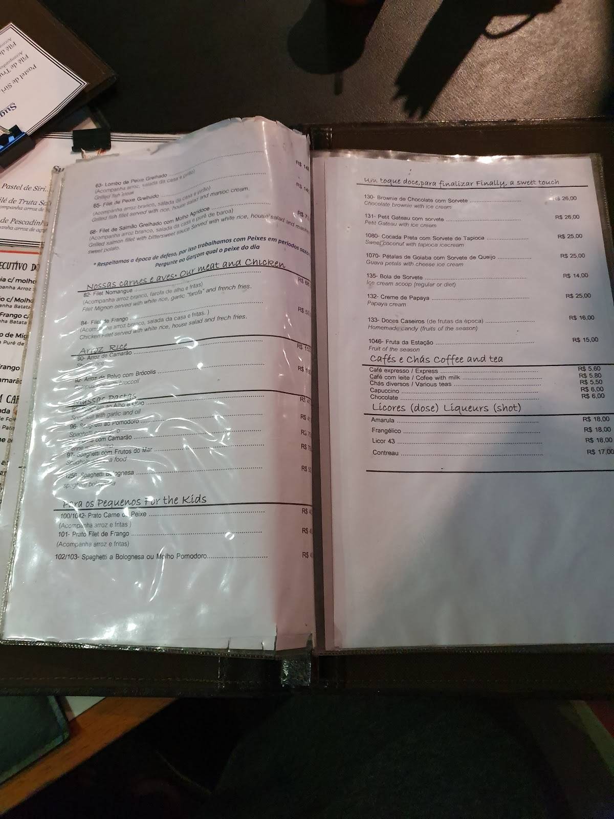 Nomangue Caiçara cardápio