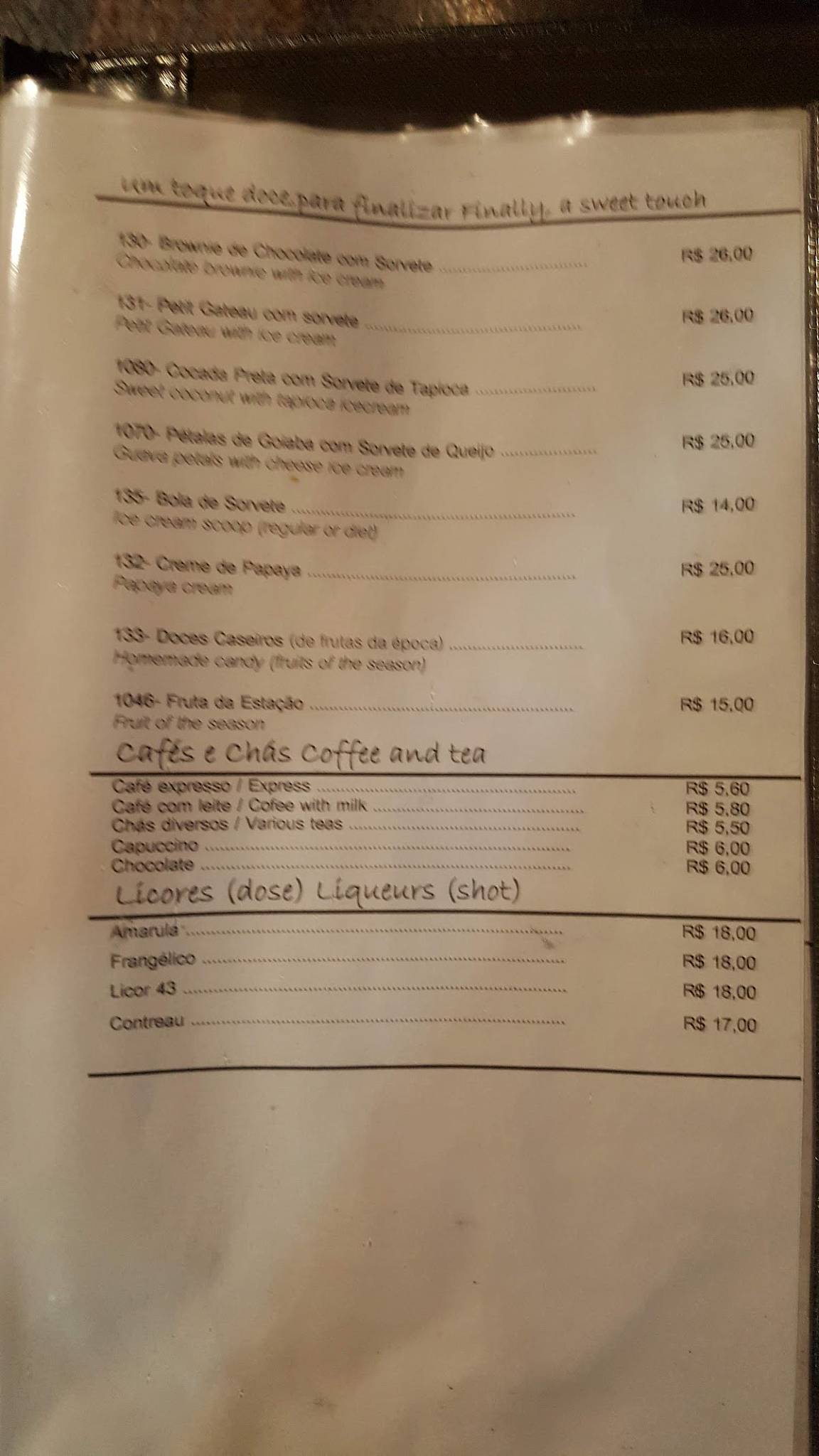 Nomangue Caiçara cardápio