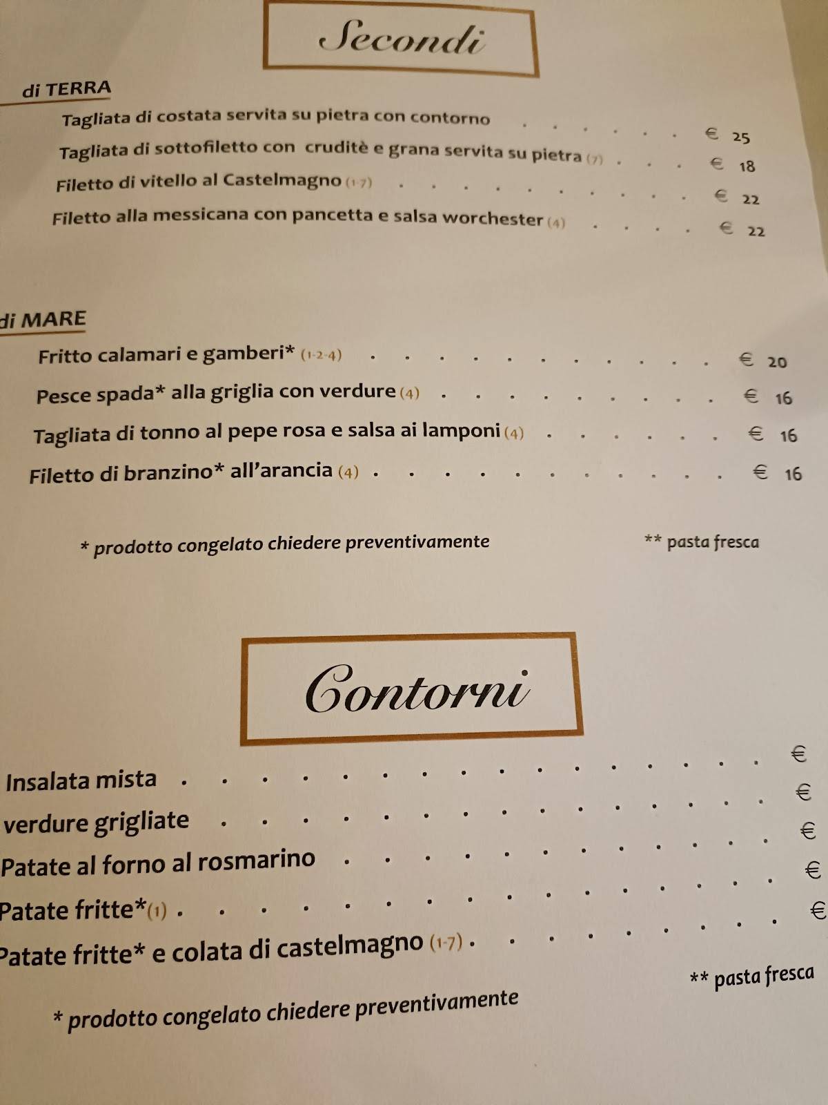 Menu di Osteria il Bicchio 