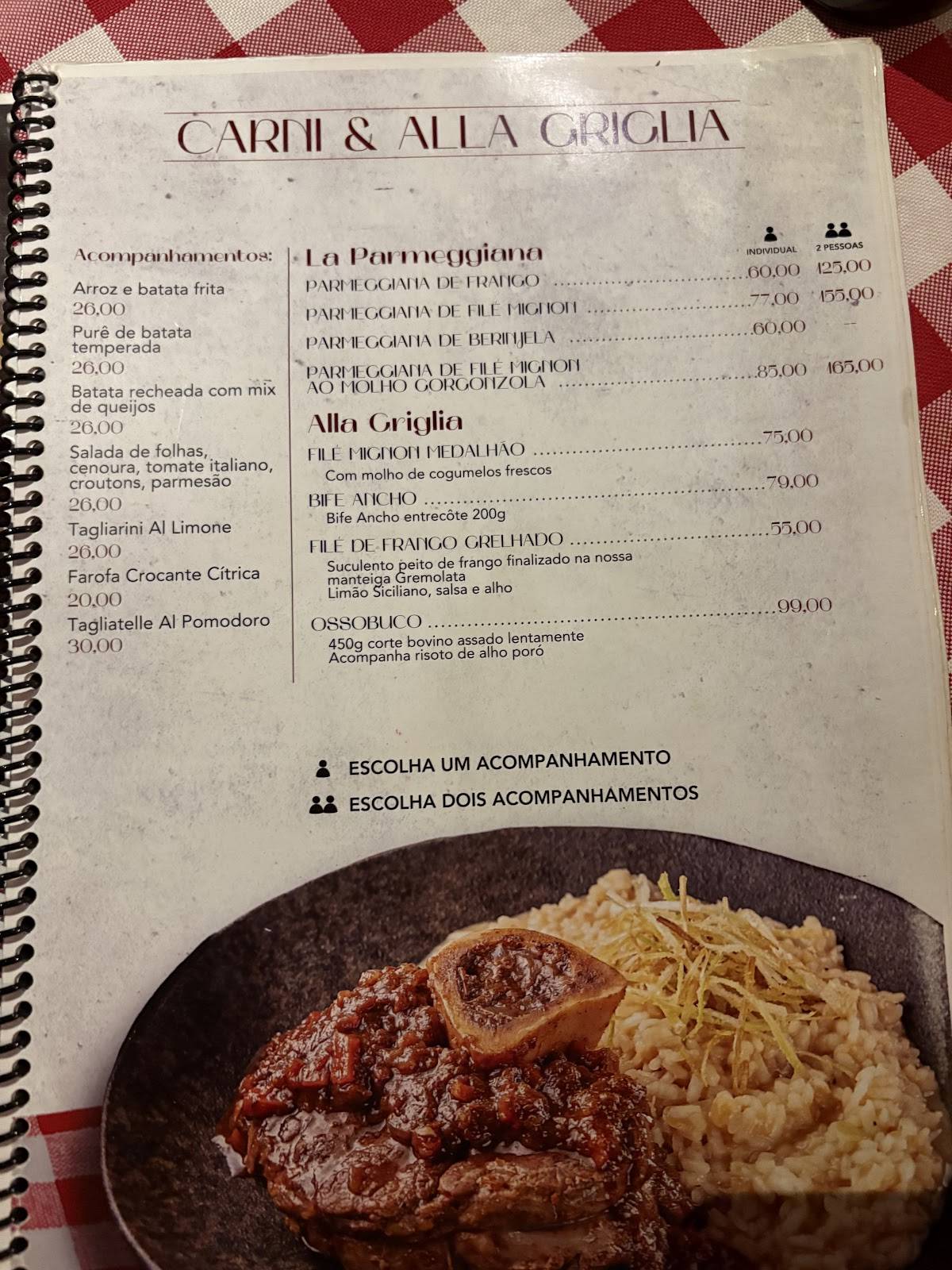 Nonna Augusta Trattoria: Comida Italiana Asa Norte Brasília cardápio