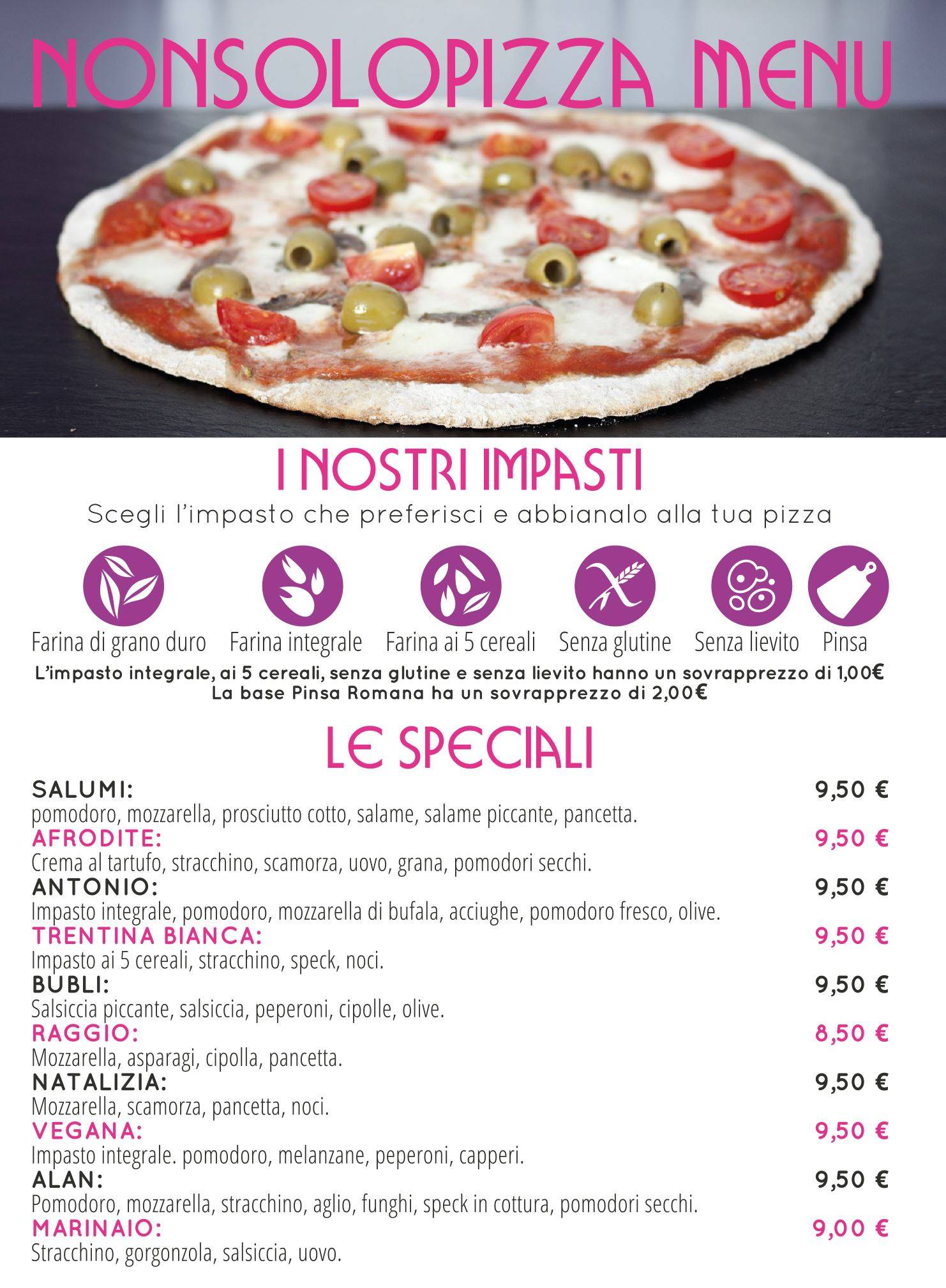 Menu di Nonsolopizza Genova 