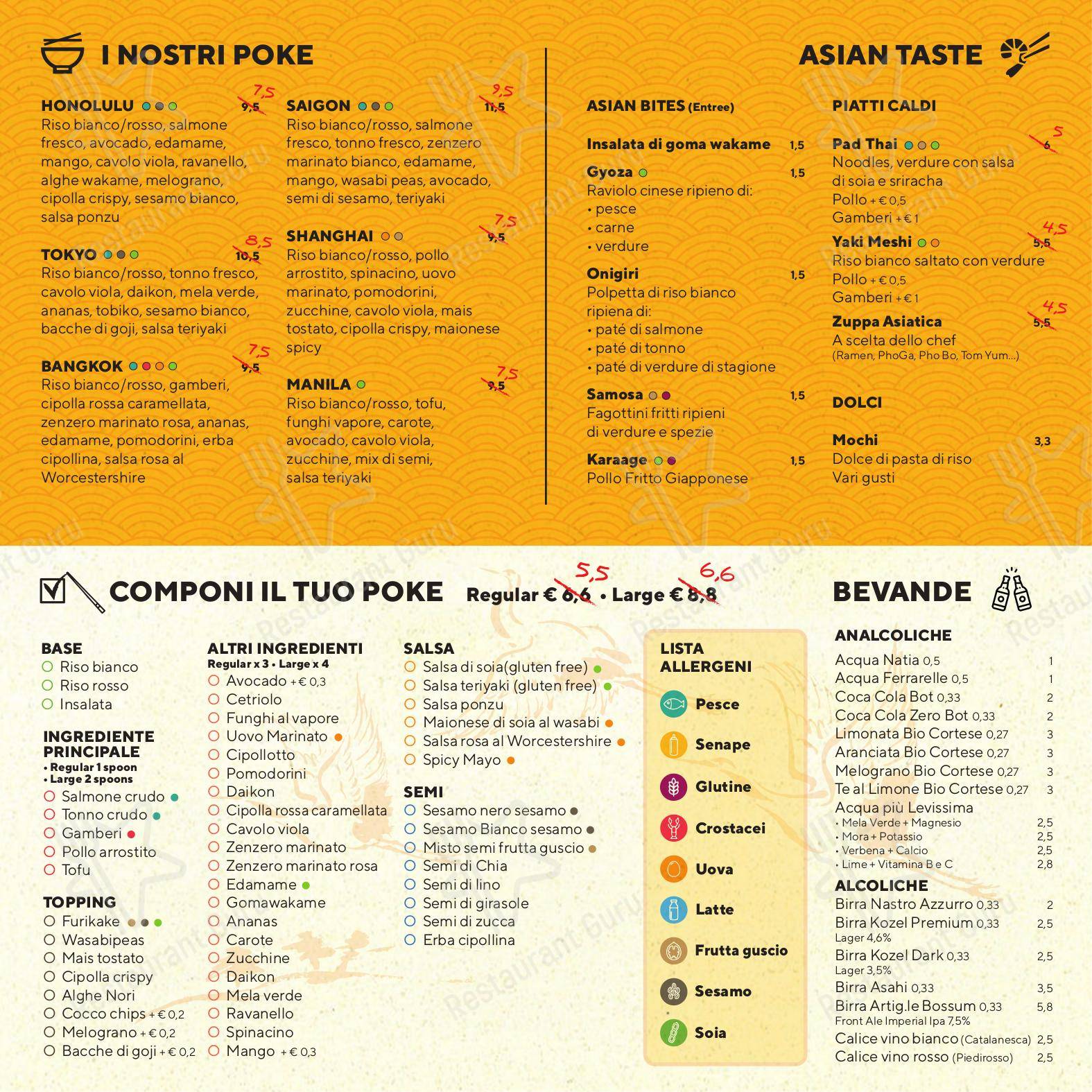 Nu Poke in Napoli - Menu