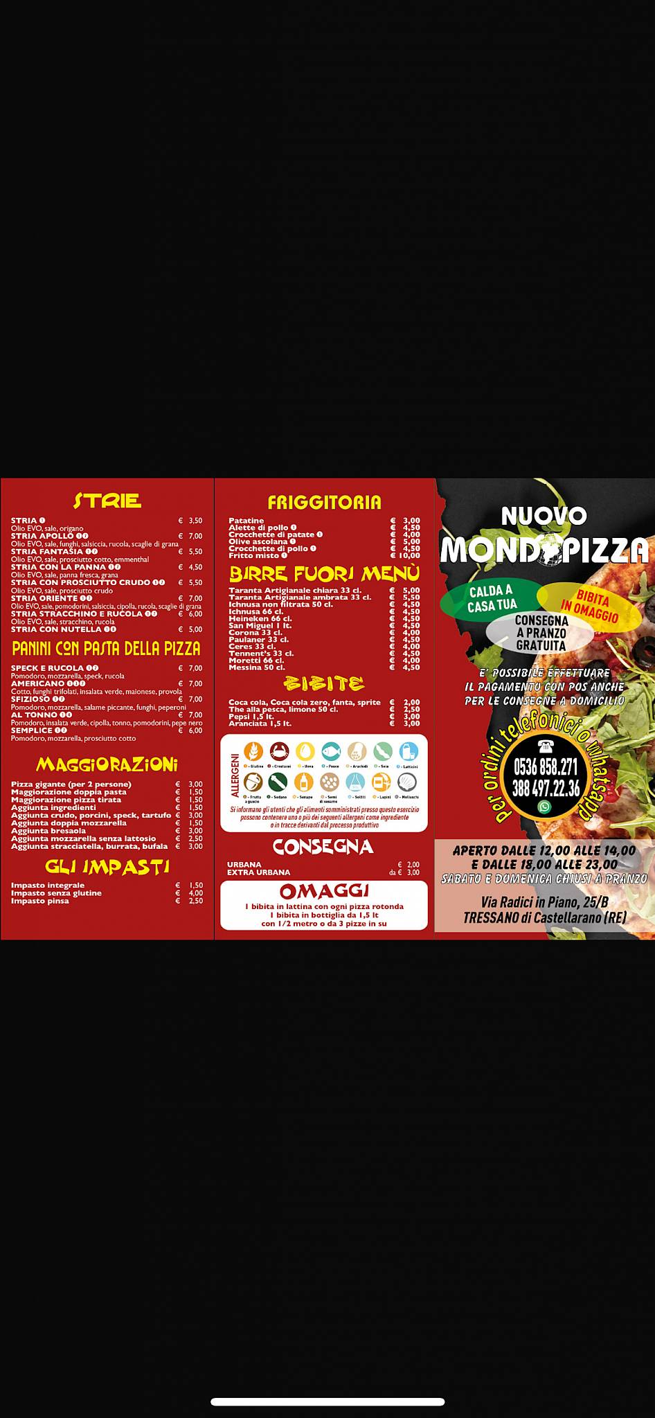 Menu di Nuovo Mondo Pizza 