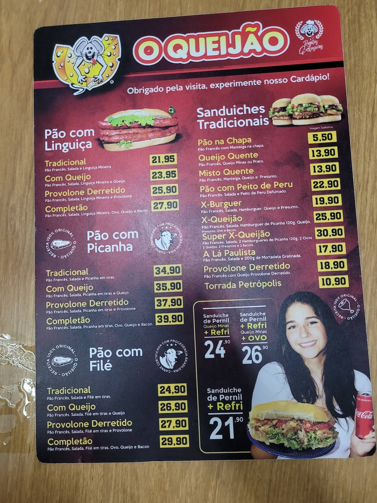 O Queijão cardápio