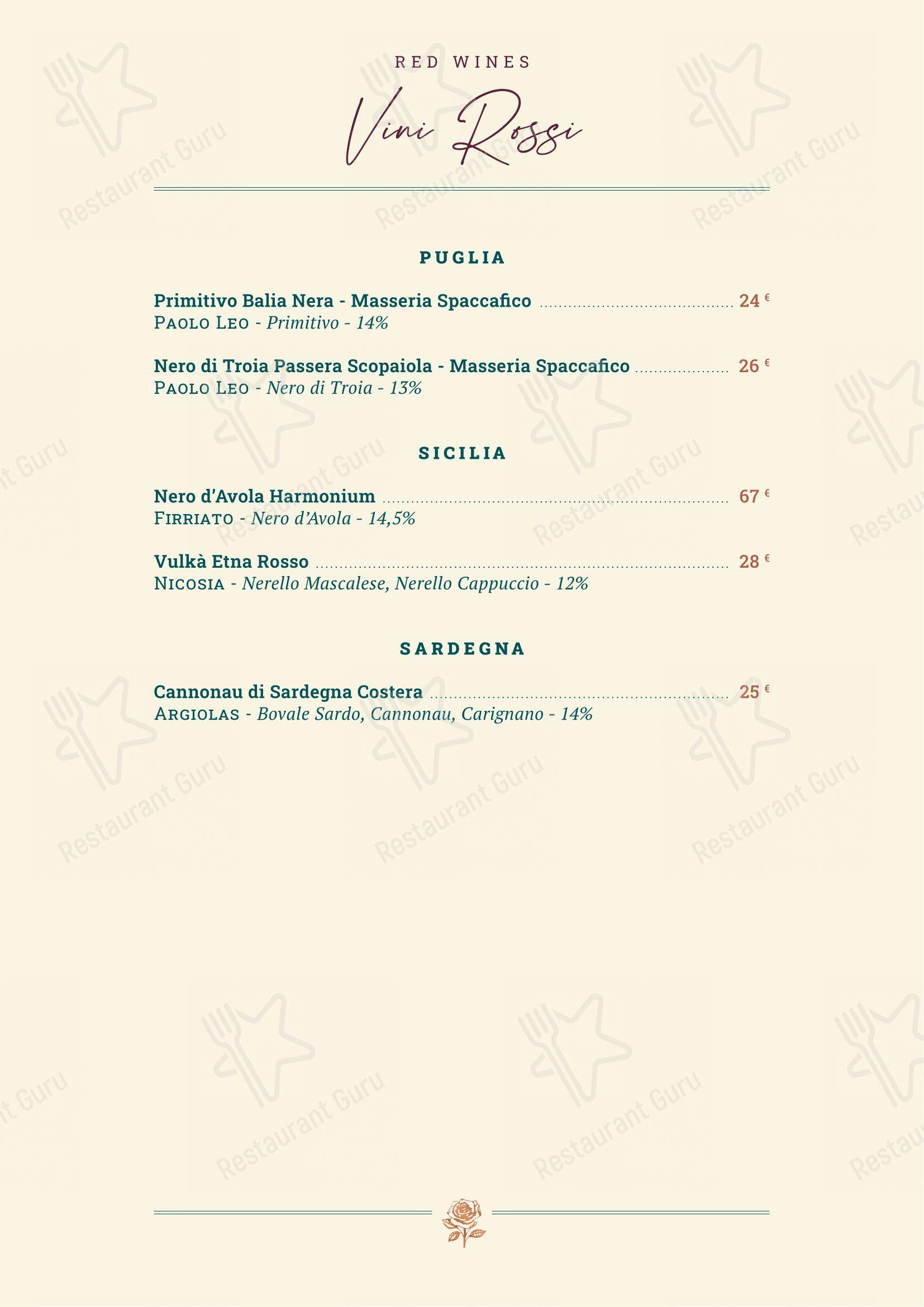 Menu bar per OSTERIA FARUSO in Roma