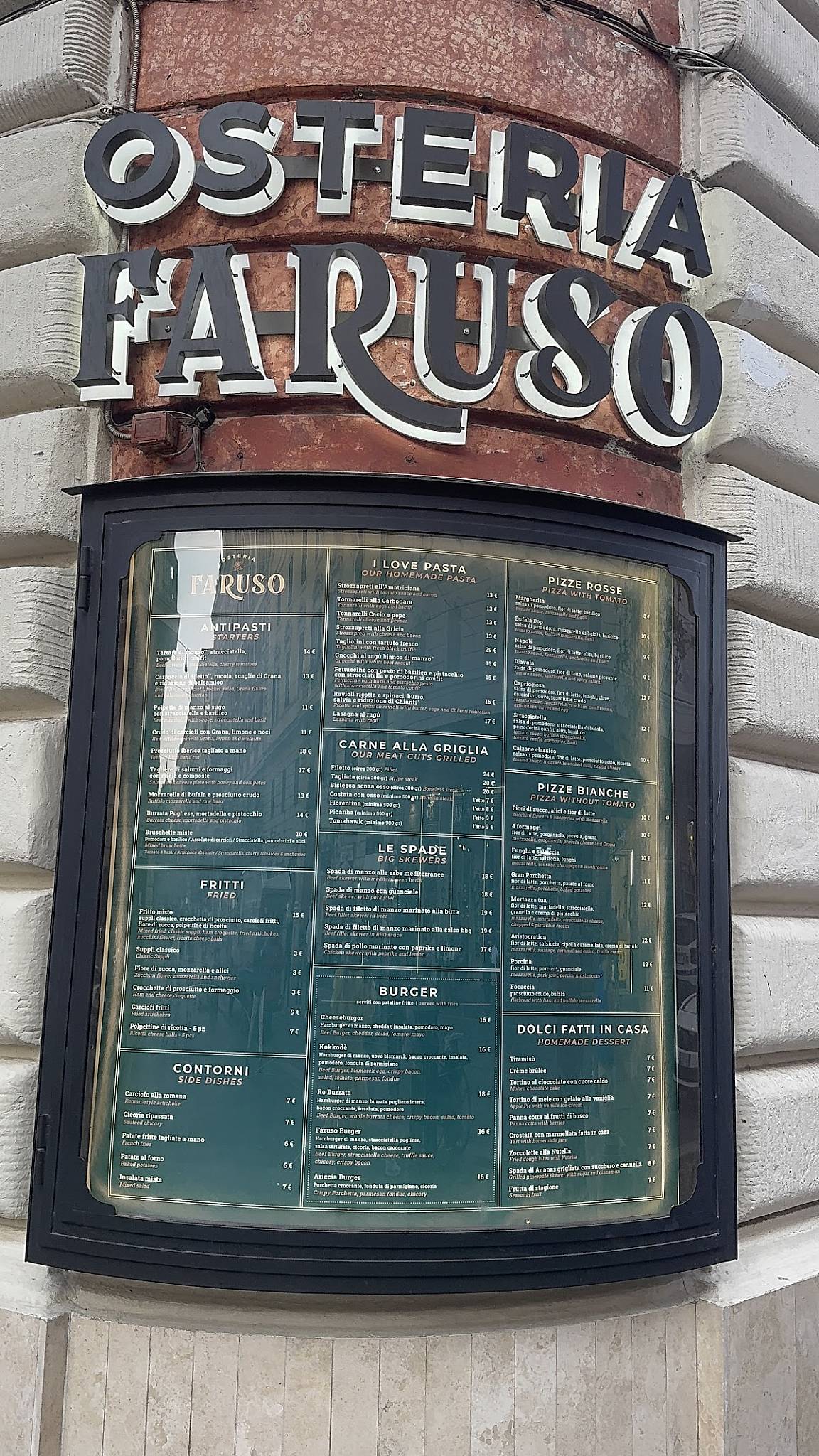 Menu di OSTERIA FARUSO 