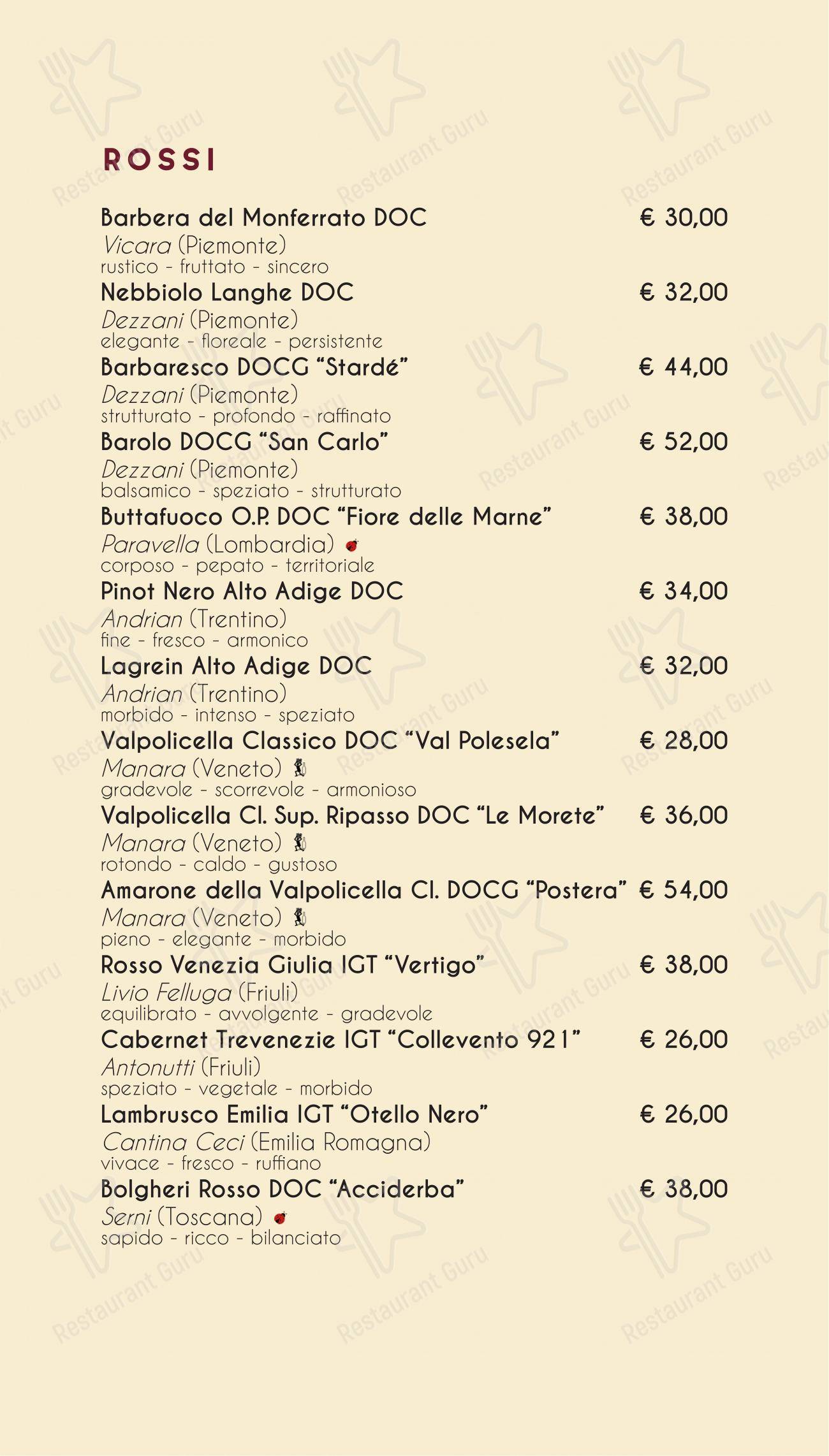 Menu di Officina del Riso Marghera - Menu bar