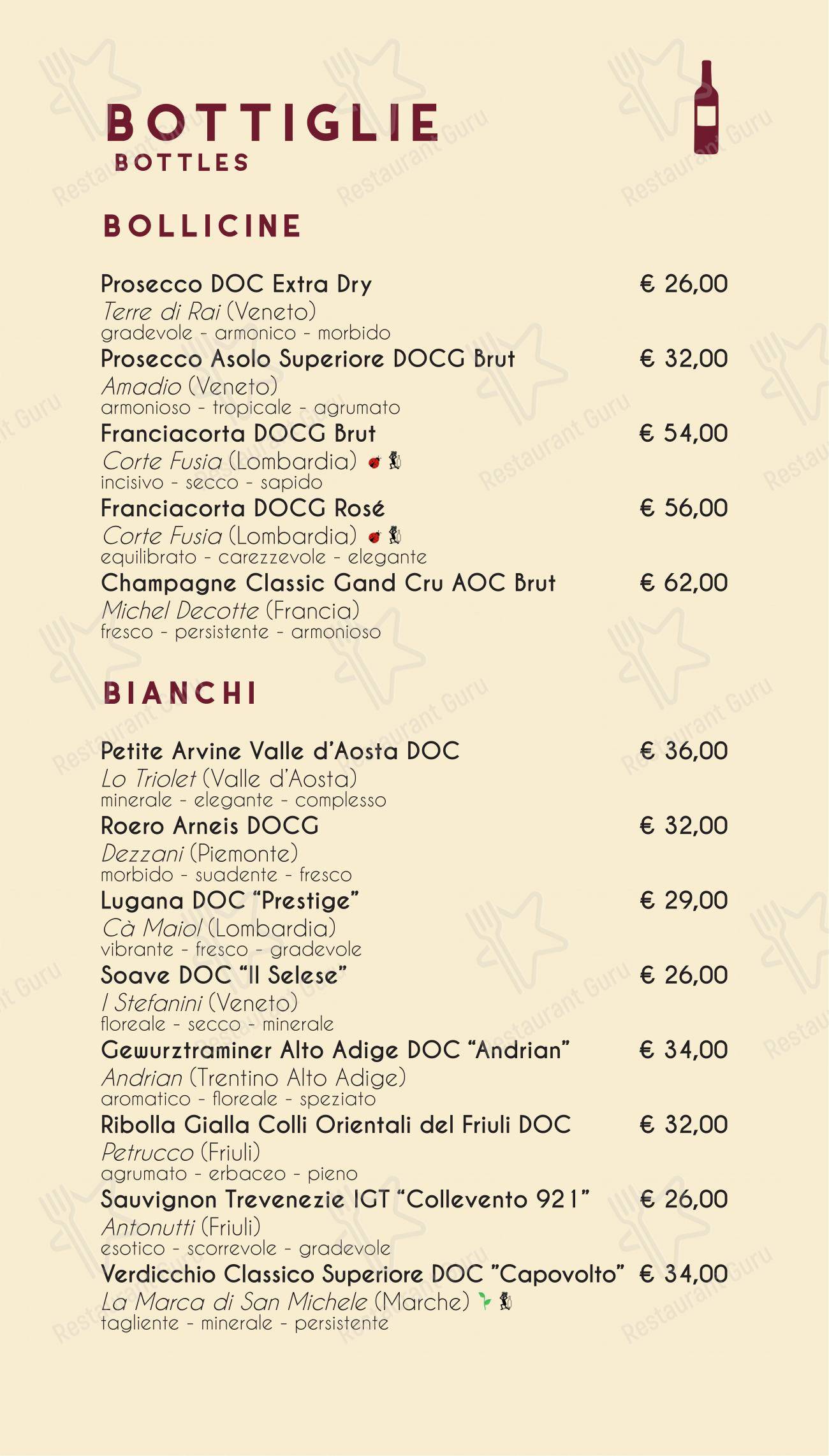 Menu bar per Officina del Riso Marghera ristorante