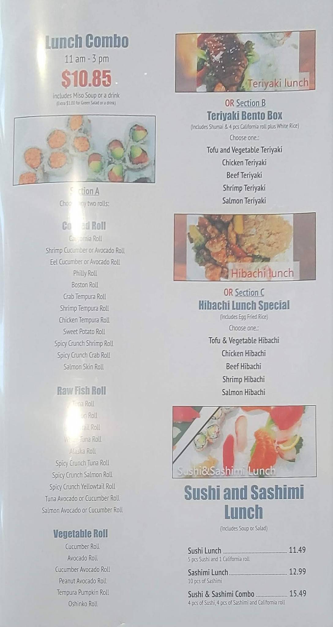 Menu at Oishi Sushi & Hibachi restaurant, Hagerstown, Spark Dr suite 306