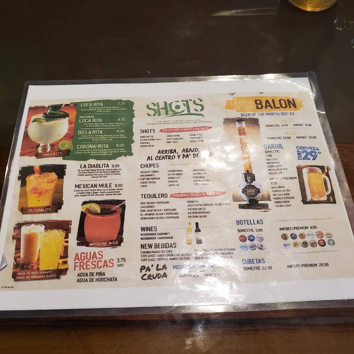 Menu at Ojos Locos Sports Cantina - McAllen pub & bar, McAllen