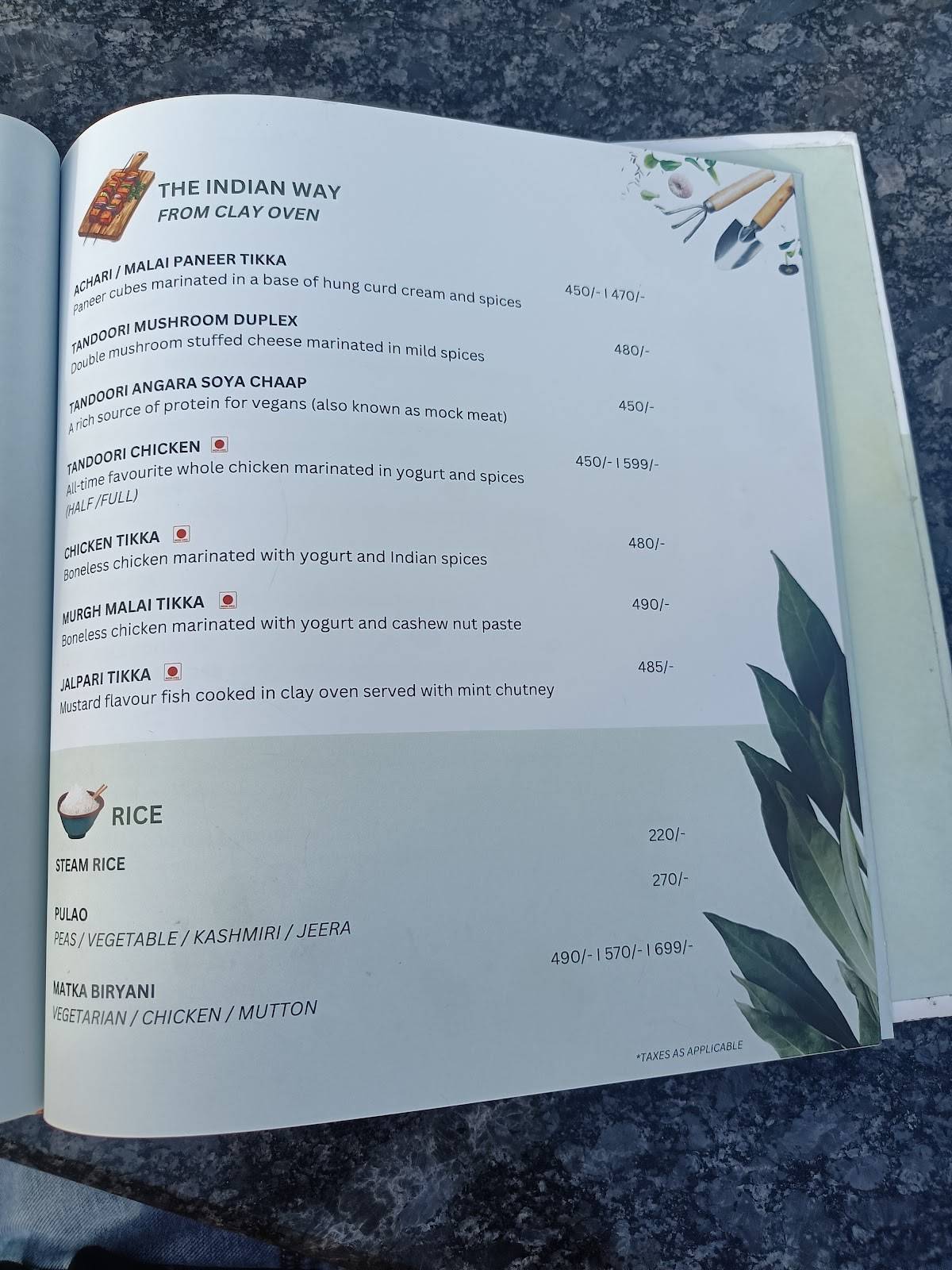 Olive Garden Rooftop Restro Cum Bar menu