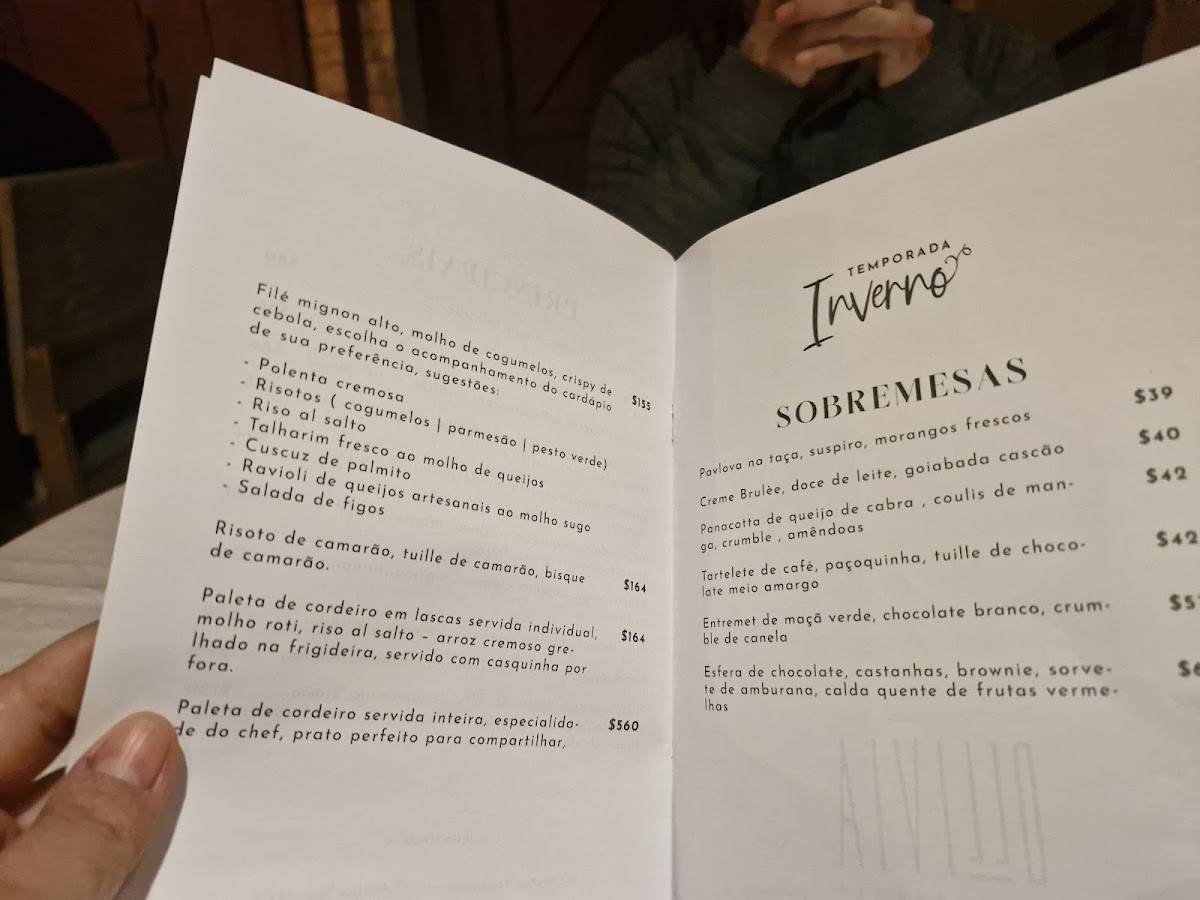 Ollivia Gastronomia cardápio