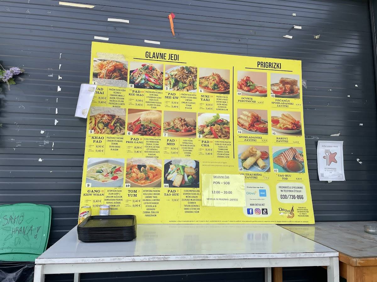 Menu di OnThai Ljubljana - Rudnik 