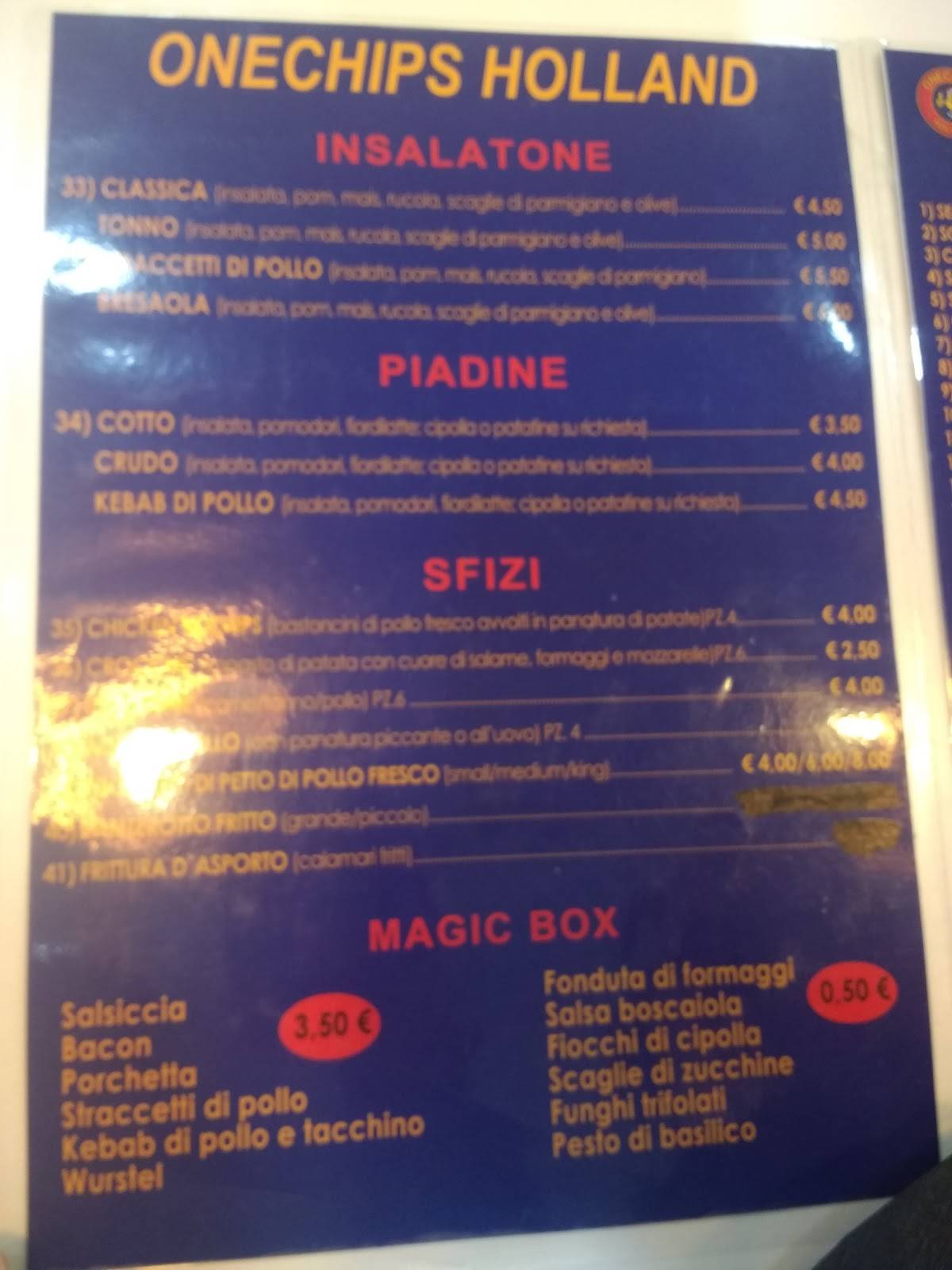 Menu di Onechips Holland 
