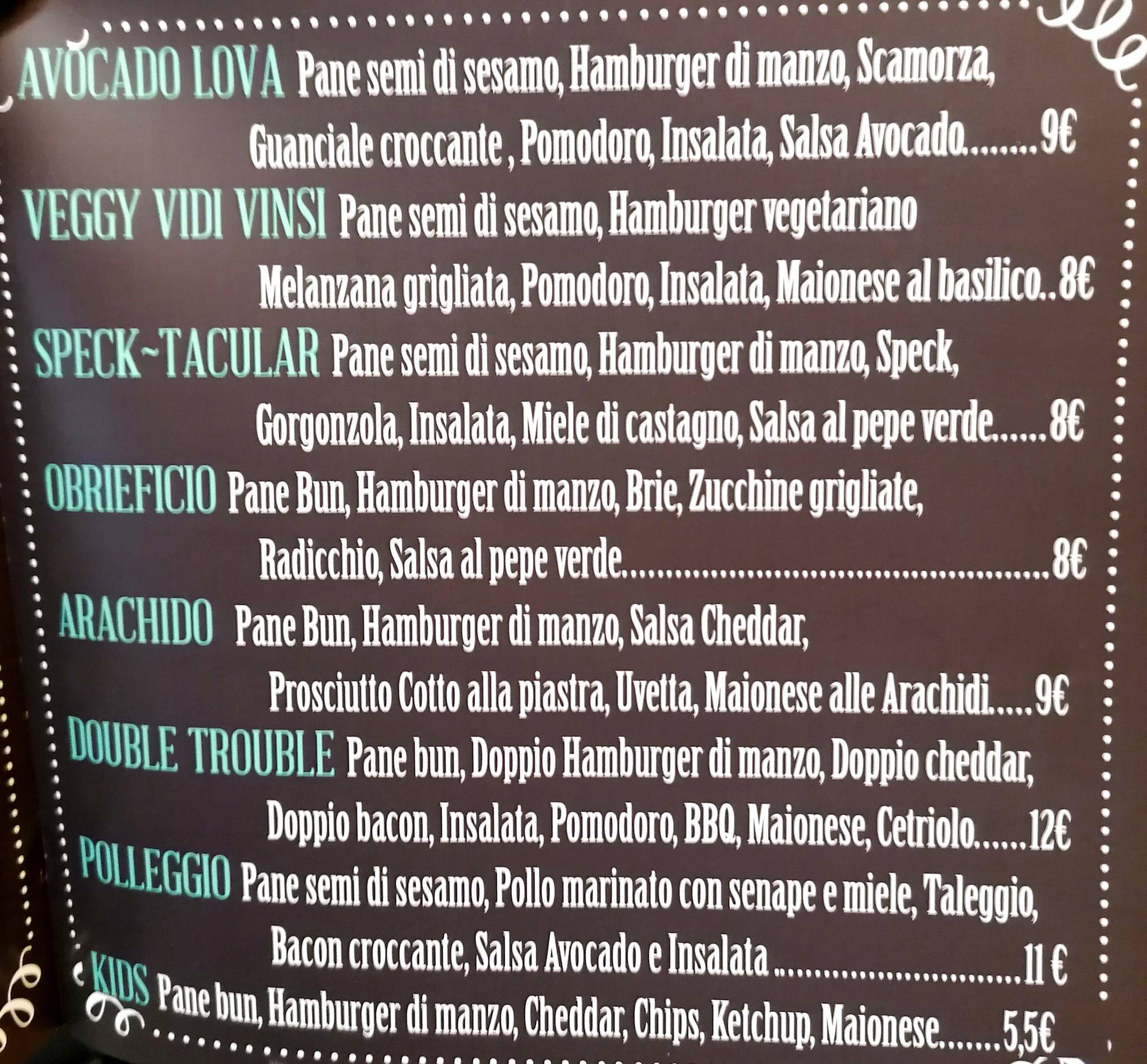 Menu di Opificio 