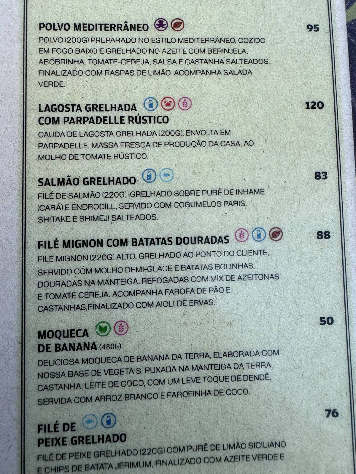 Órbita Blue cardápio