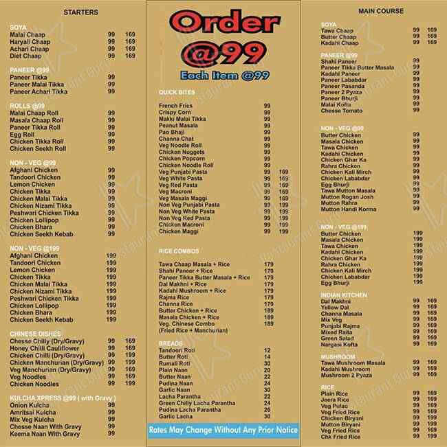 Order@99 menu