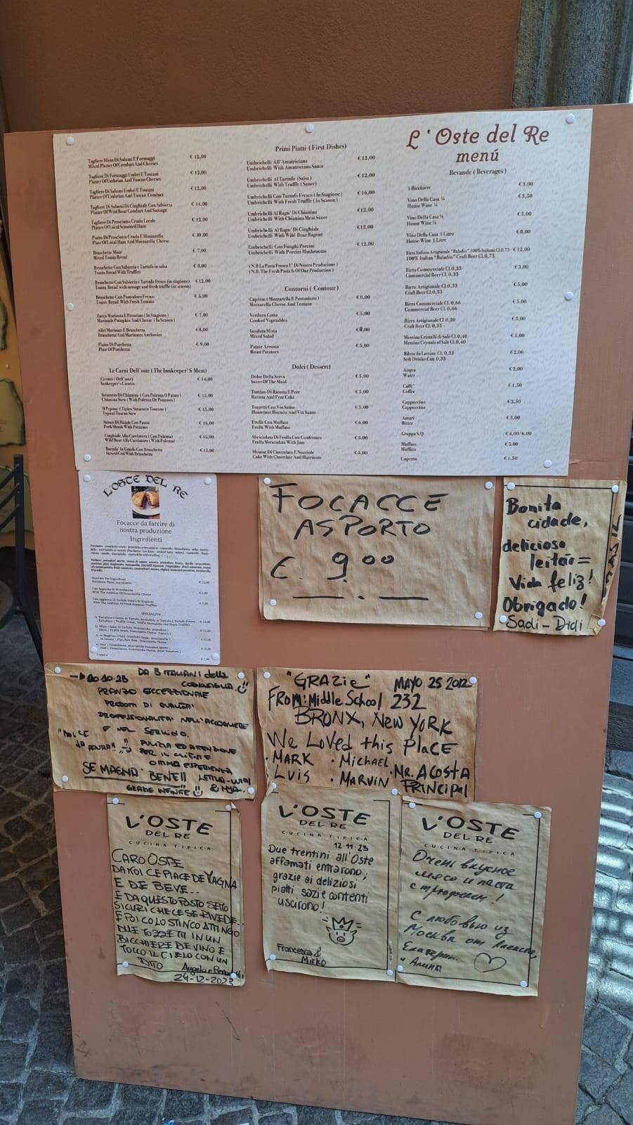 Menu di L'Oste del Re 