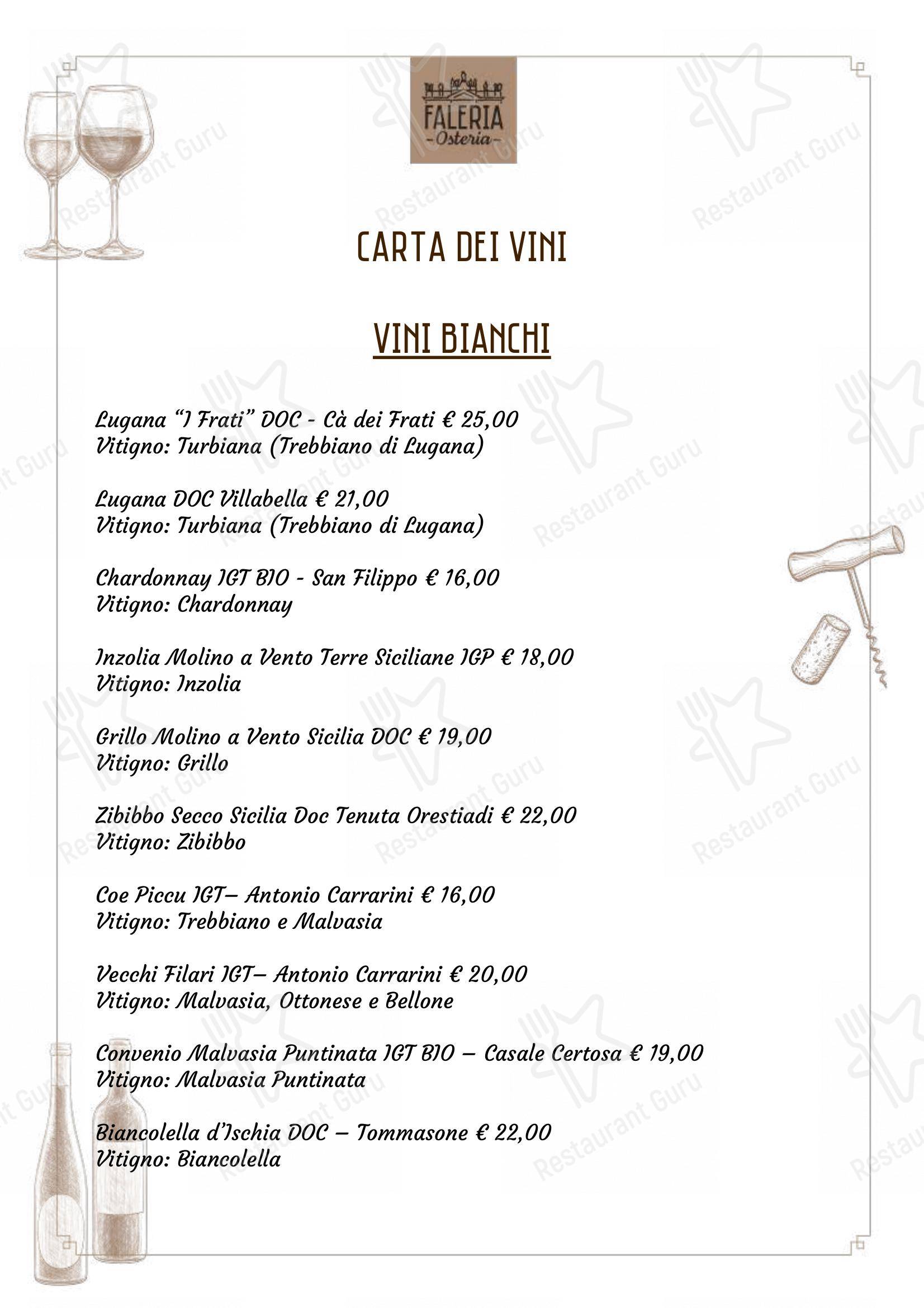 Menu per Osteria Faleria ristorante