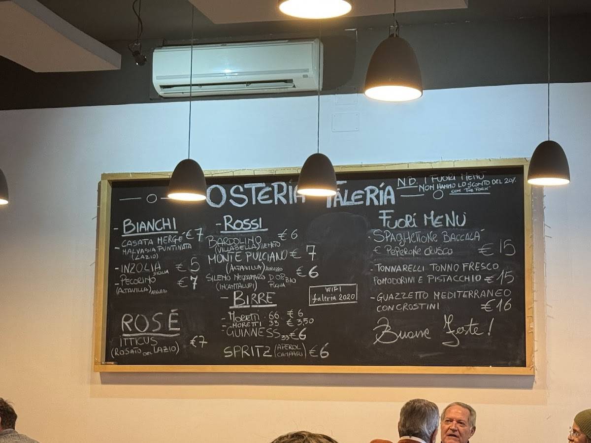 Menu de Osteria Faleria