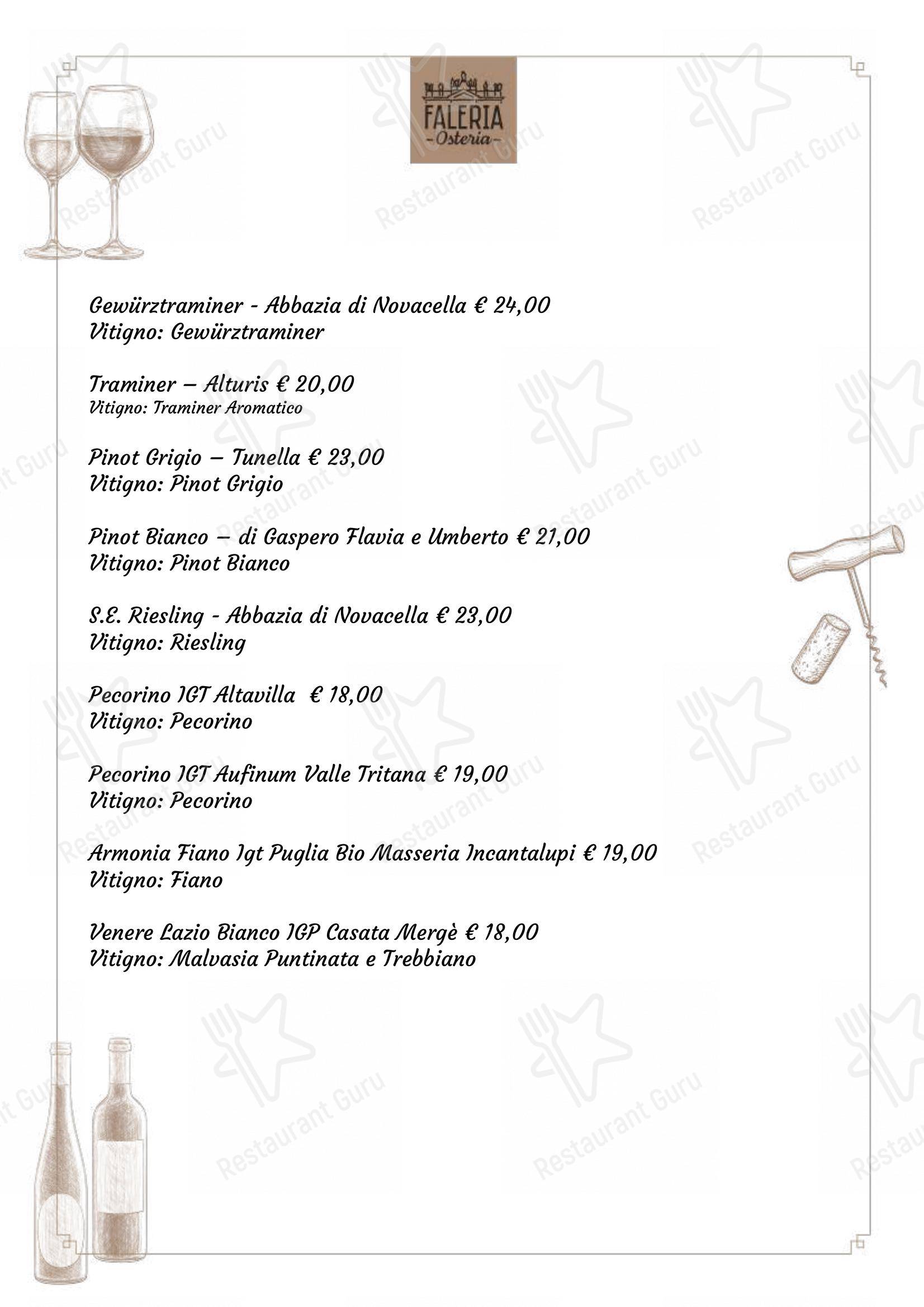 Osteria Faleria in Roma - Menu