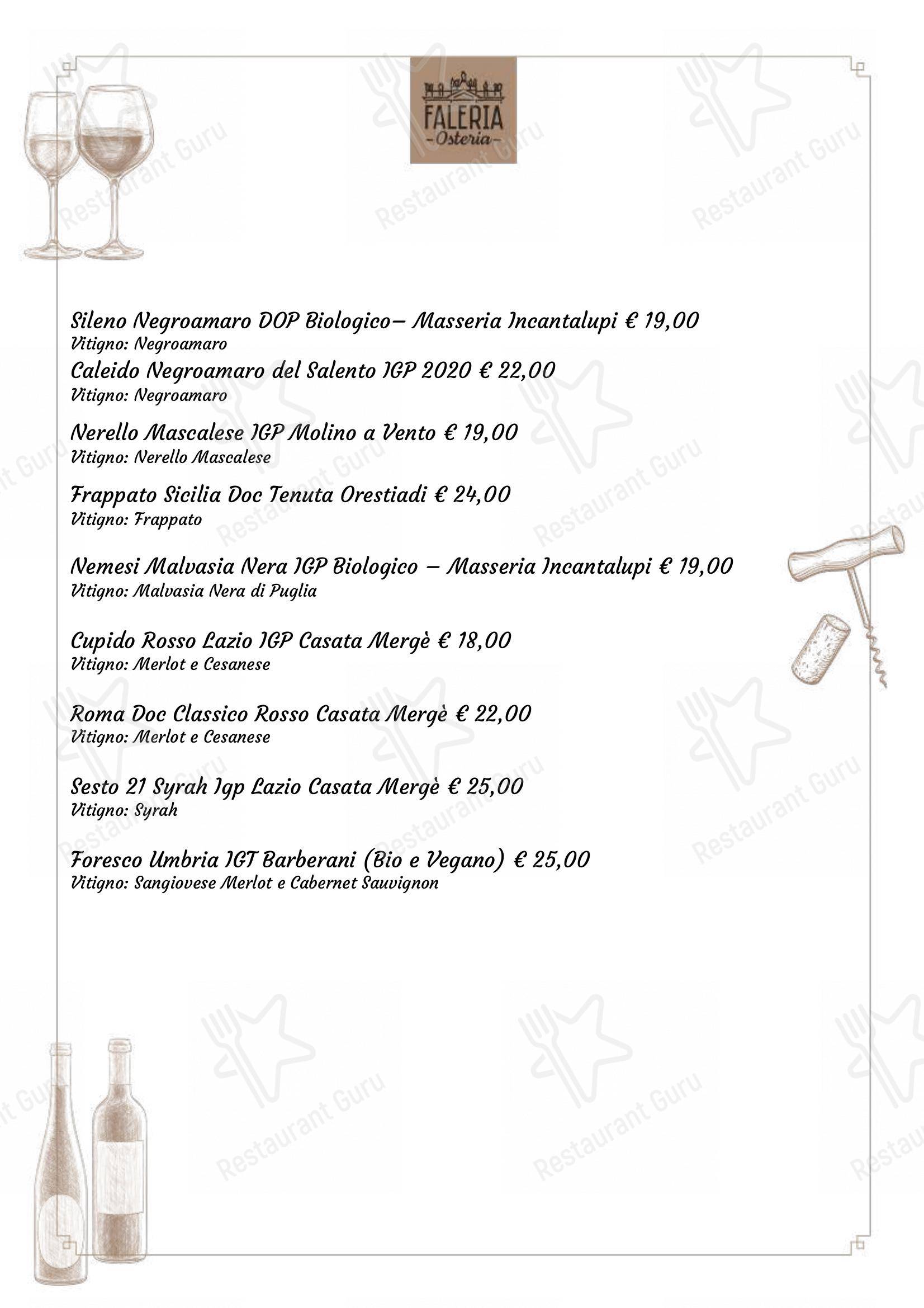 Menu di Osteria Faleria - Menu