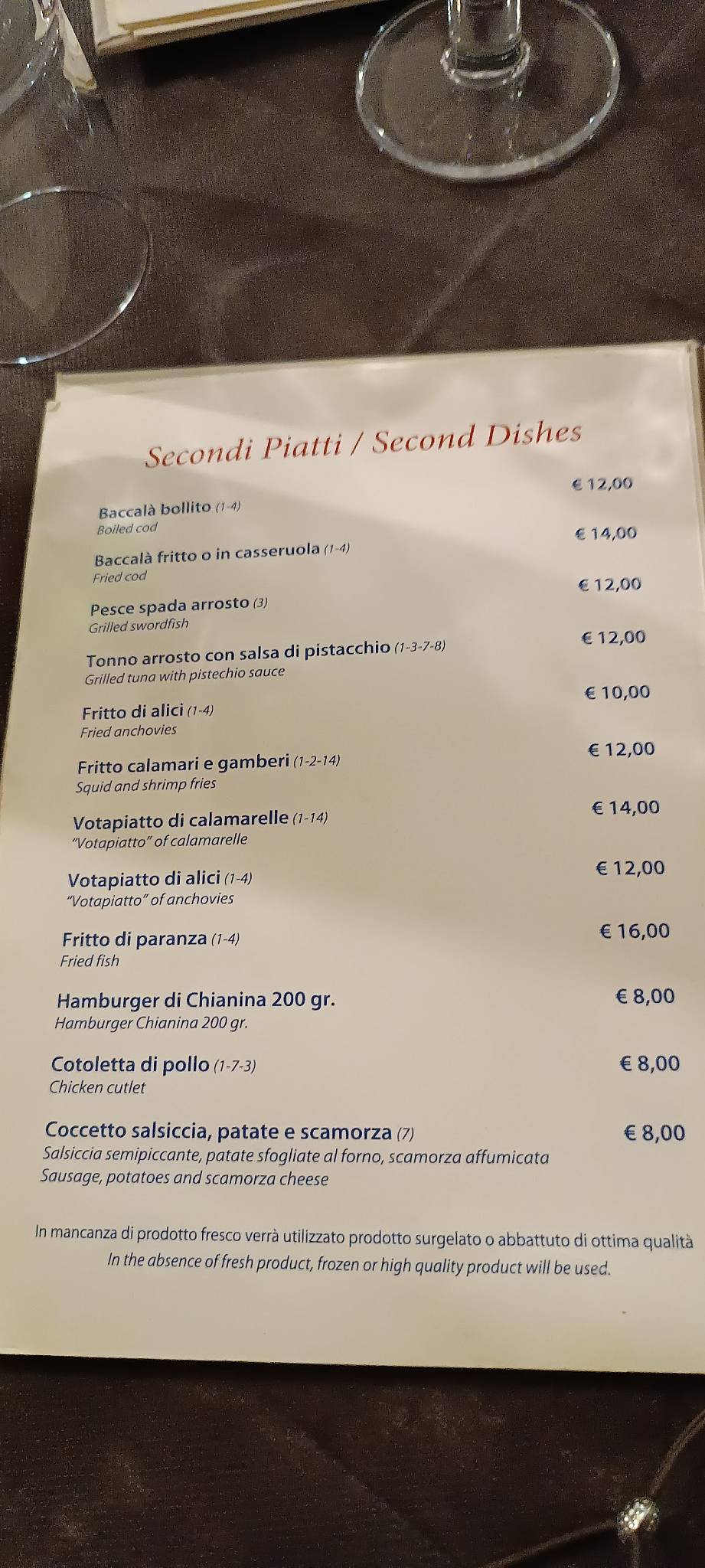 Menu di Osteria Gaetana