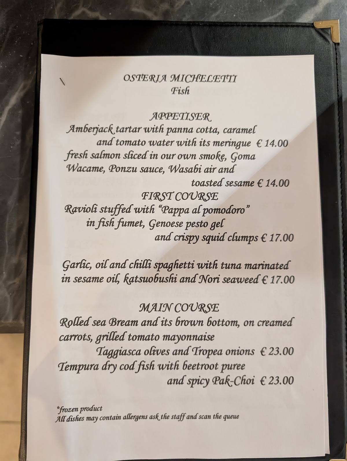 Menu di Osteria Micheletti_ Pisa 