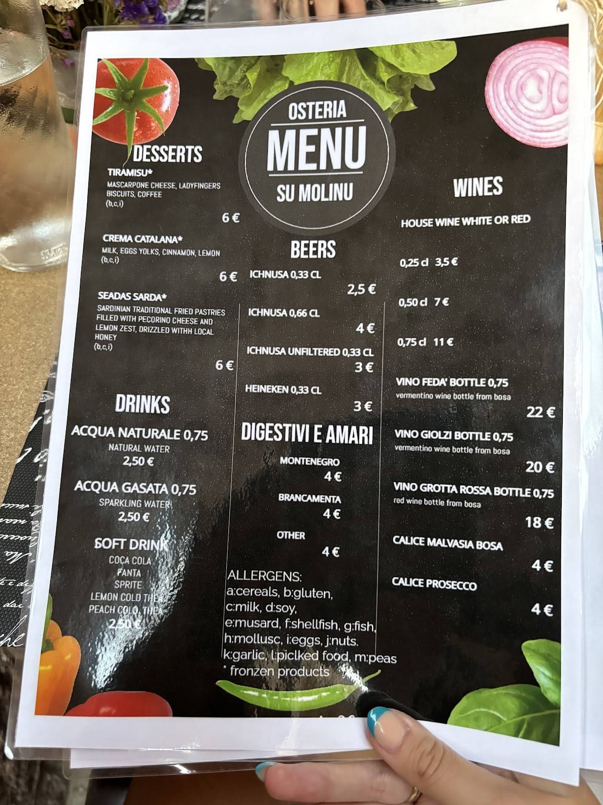 Menu di Osteria Su Molinu 