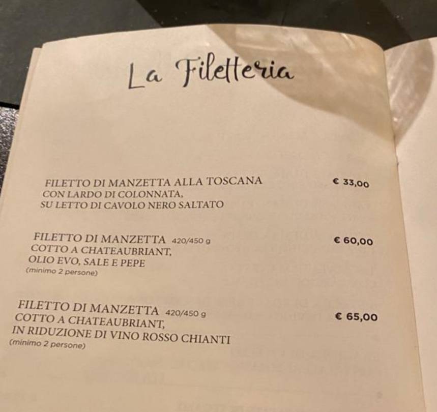 Menu di Osteria Toscano 