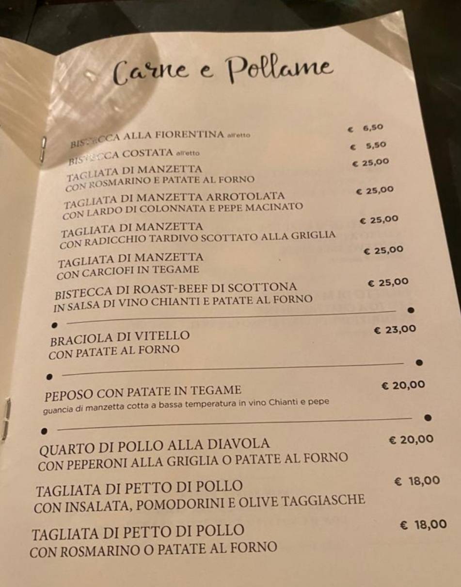 Menu di Osteria Toscano 