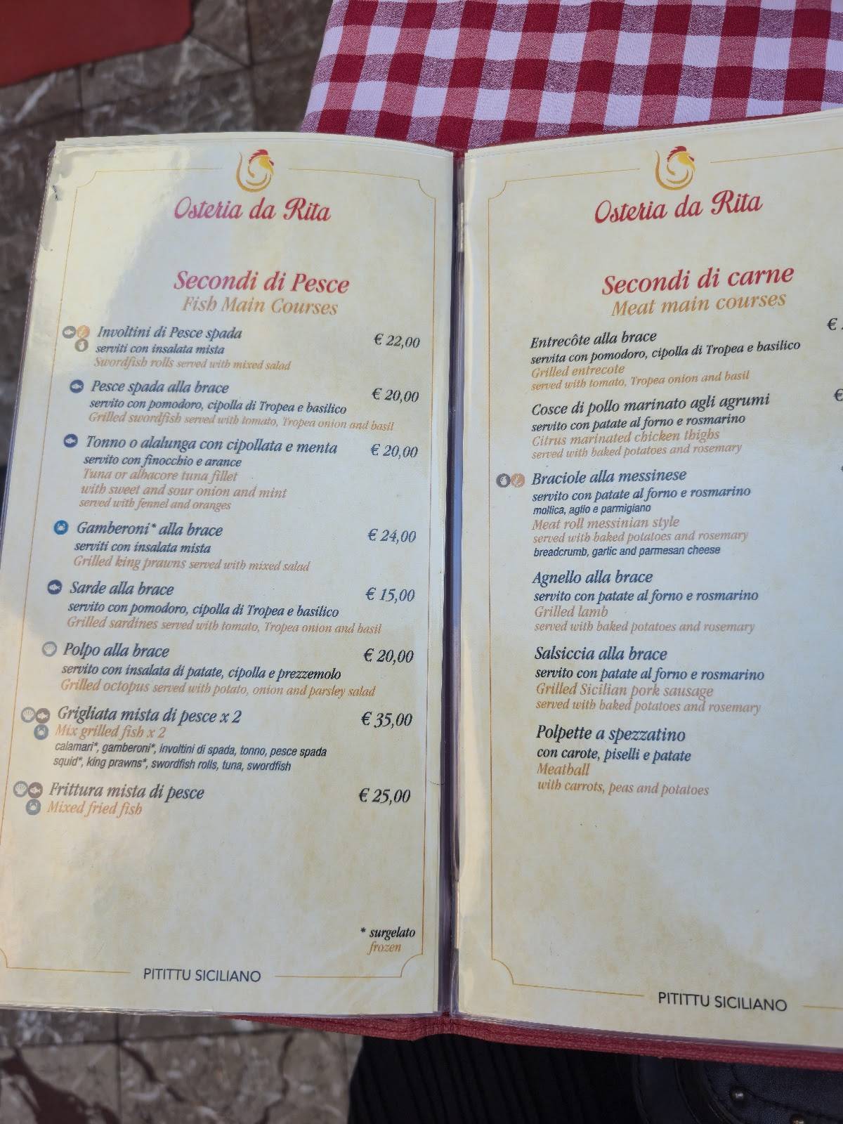 Menu di Osteria da Rita (dal 1991) 