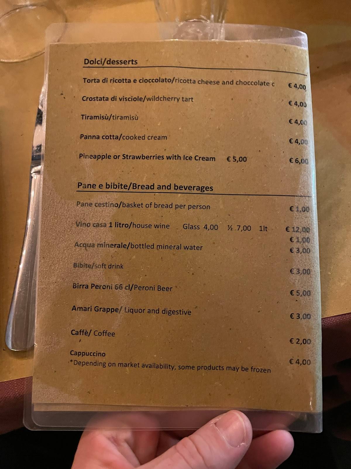 menù osteria da zi umberto