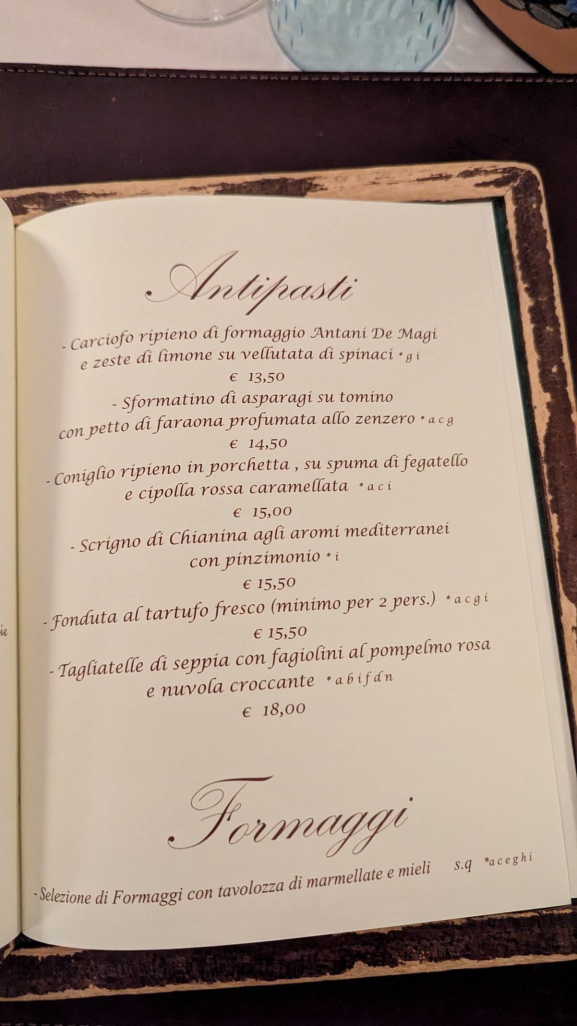 Menu di Osteria del Teatro 
