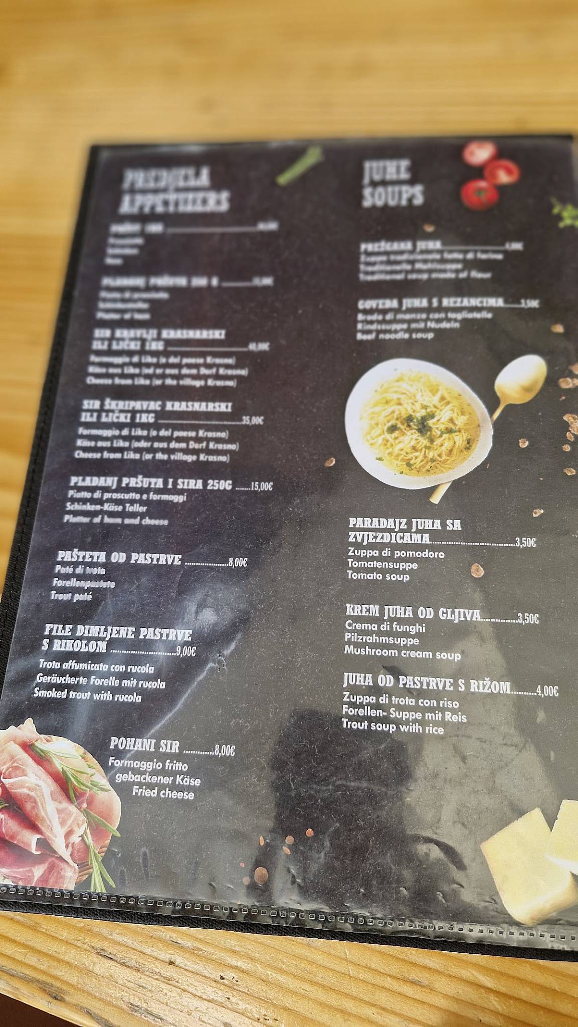 Menu di Bistro Ribič 