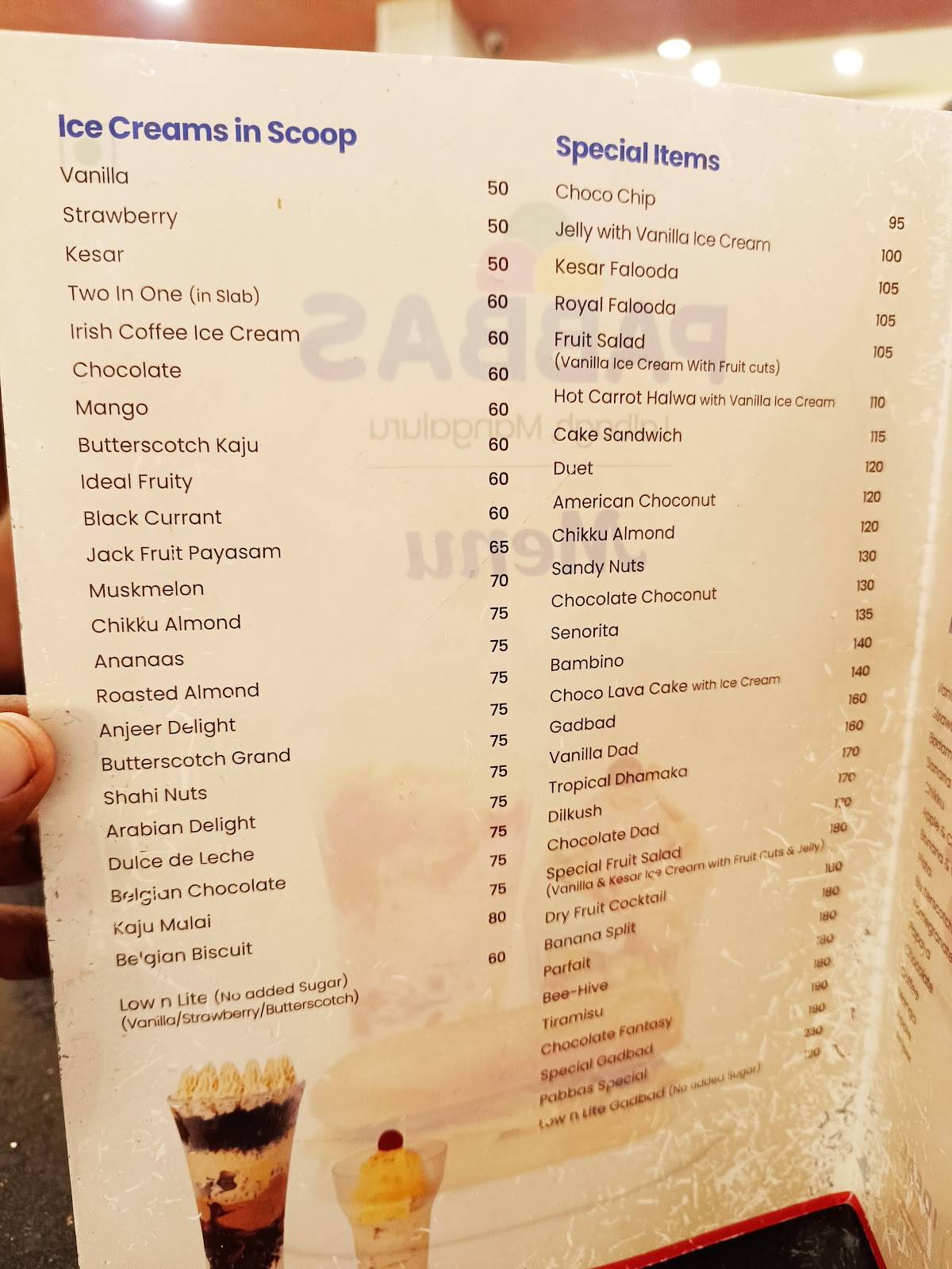 PABBA'S menu