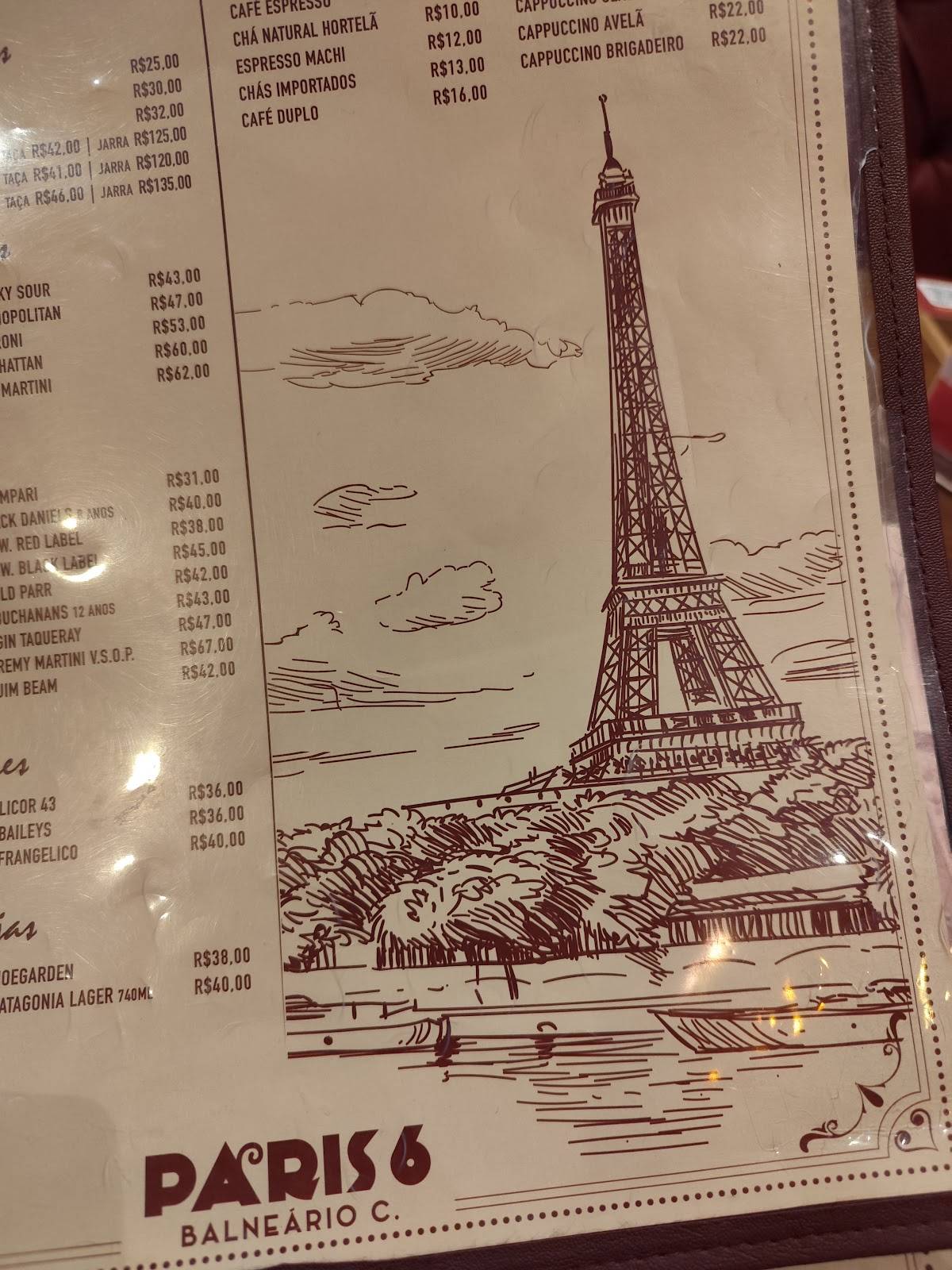 Bistrô Paris 6 Balneário Camboriú cardápio