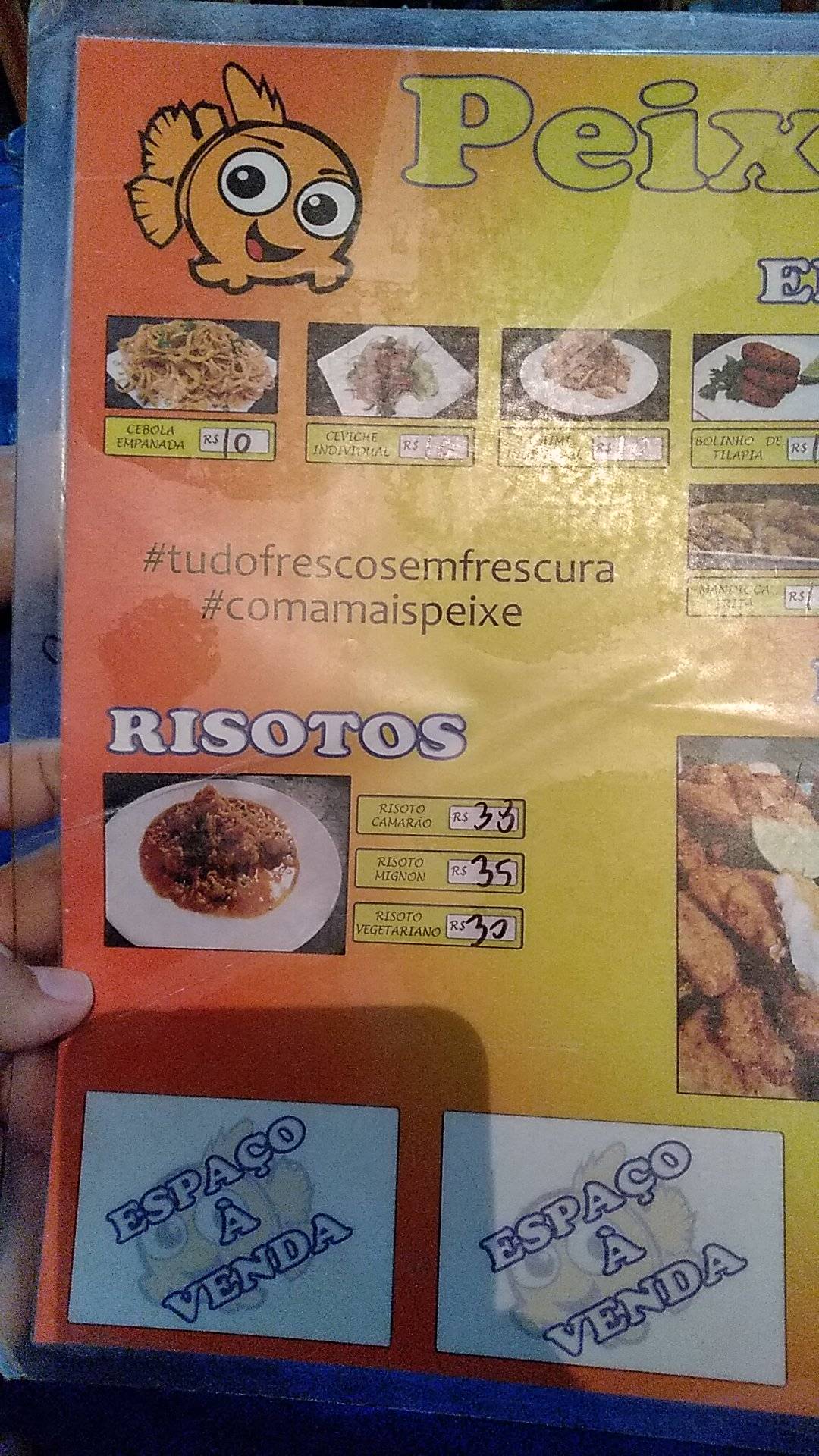 PEIXE FRITO cardápio